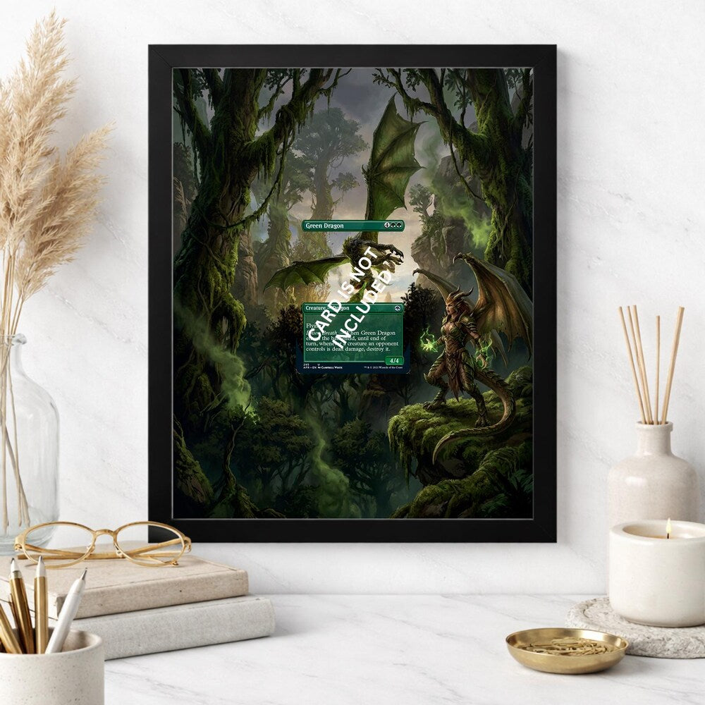 Green Dragon Extended Art Display Frame | Card Display Case | Raw or PSA CGC Graded Slab Holder | 8x10 or 5x7 | Top Tier Frames