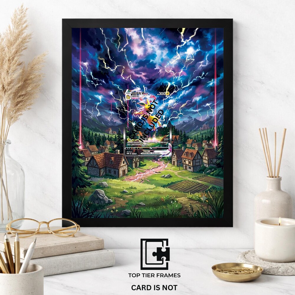 Jolteon VMAX Display Frame for Trading Cards | Pokemon Card Display Case | Raw or Graded Slab Holder | 8x10 or 5x7 | Top Tier Frames
