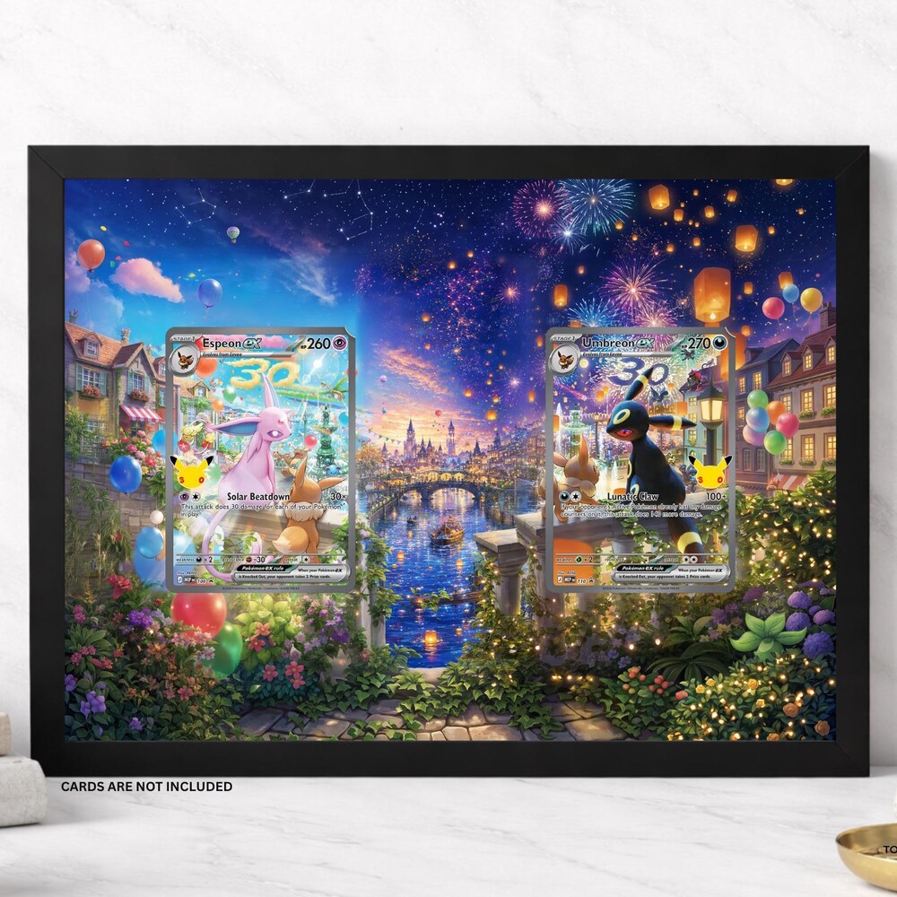 Espeon ex Umbreon ex 30th Anniversary Extended Art Display Frame | Pokemon Card Display Case | Raw or PSA CGC Graded Slab Holder | 10x8