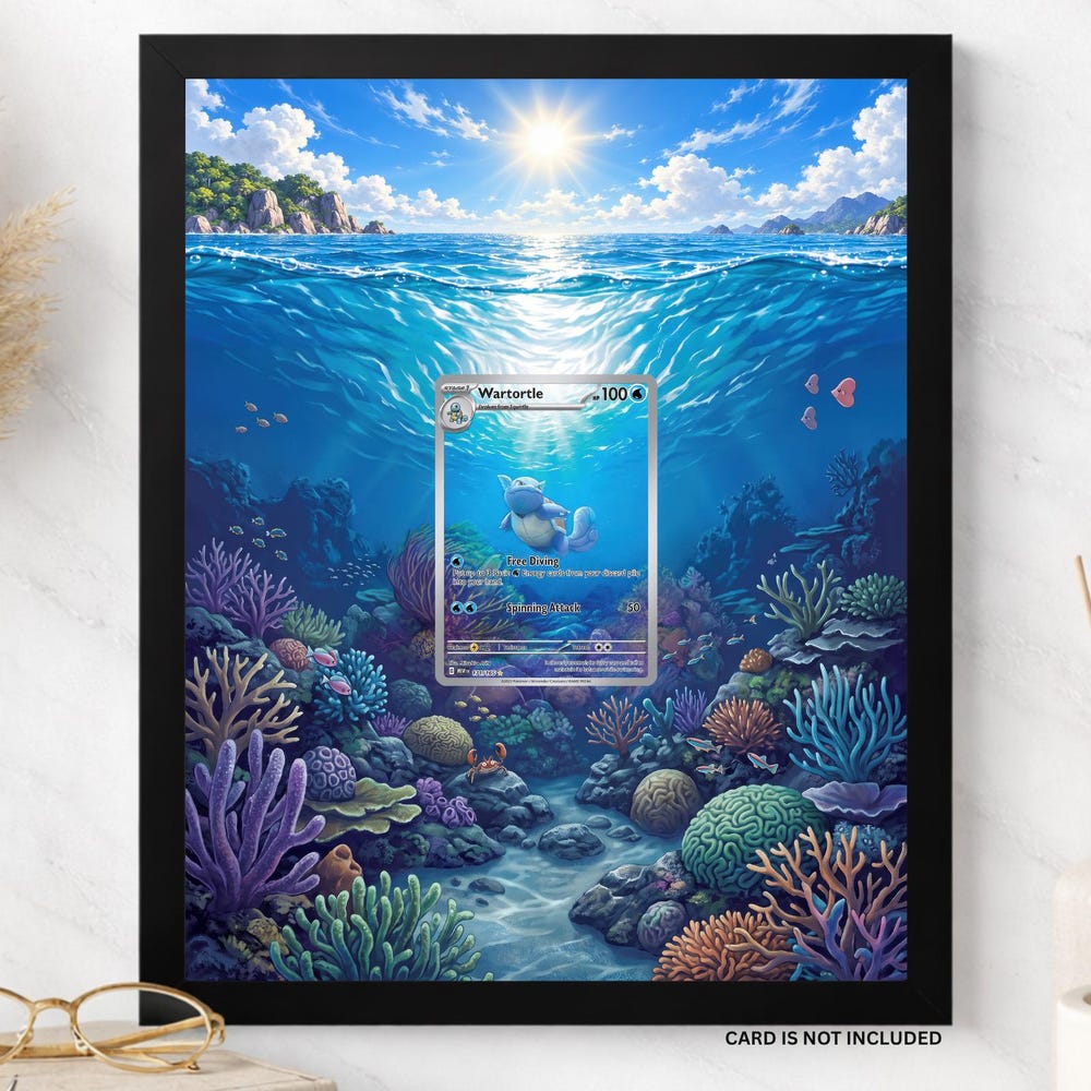Wartortle 171 Custom Extended Art Display Frame | Pokemon Card Display Case | Raw or PSA CGC Graded Slab Holder | 8x10 | Top Tier Frames