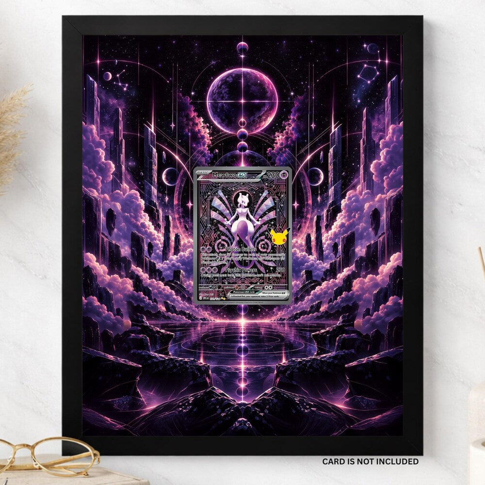 Mewtwo ex 9 Extended Art Display Frame | Pokemon Card Display Case | 30th Celebration | Raw or PSA CGC Graded Slab Holder | 8x10 or 5x7