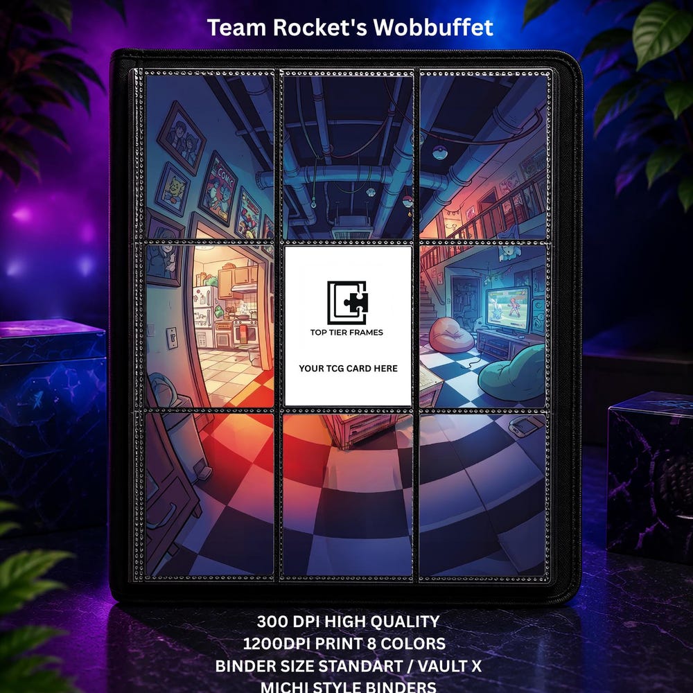 Team Rocket's Wobbuffet #203 Extended Art Binder Insert | Printed 9 Pocket Page | No Cutting Needed