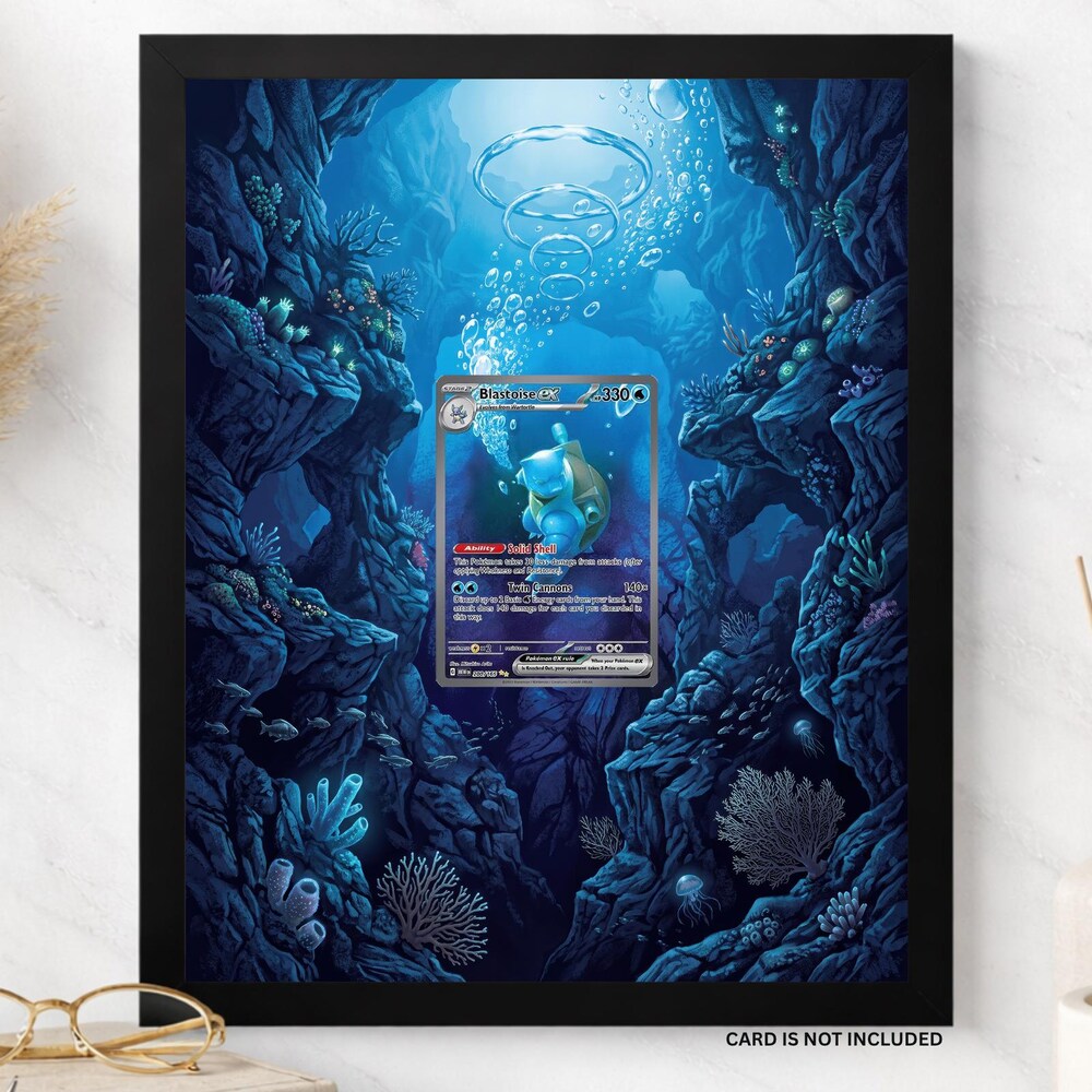 Blastoise ex 200 Display Frame for Trading Cards | Pokemon Card Display Case | Raw or Graded Slab Holder | 8x10 or 5x7 | Top Tier Frames