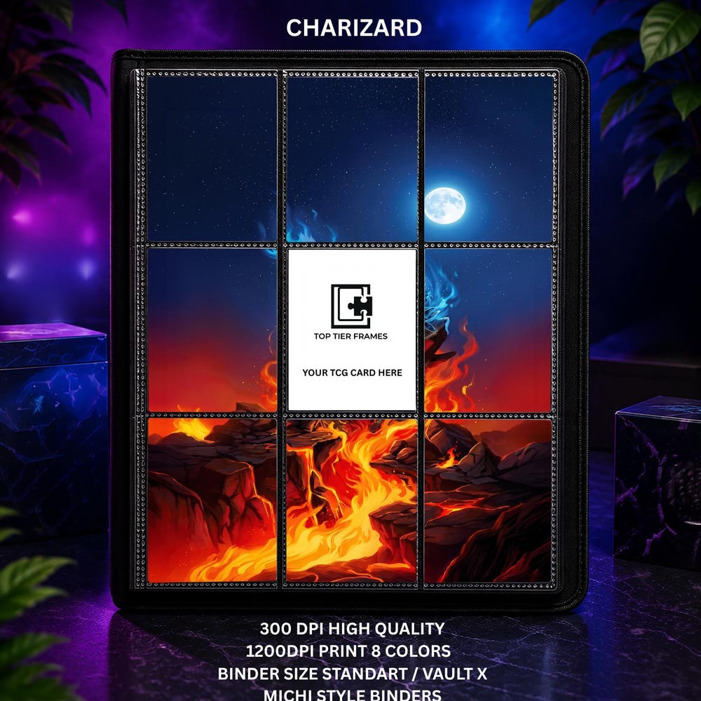 Mega Charizard X ex #125 Binder Insert | Phantasmal Flames Art Display (No Cutting)