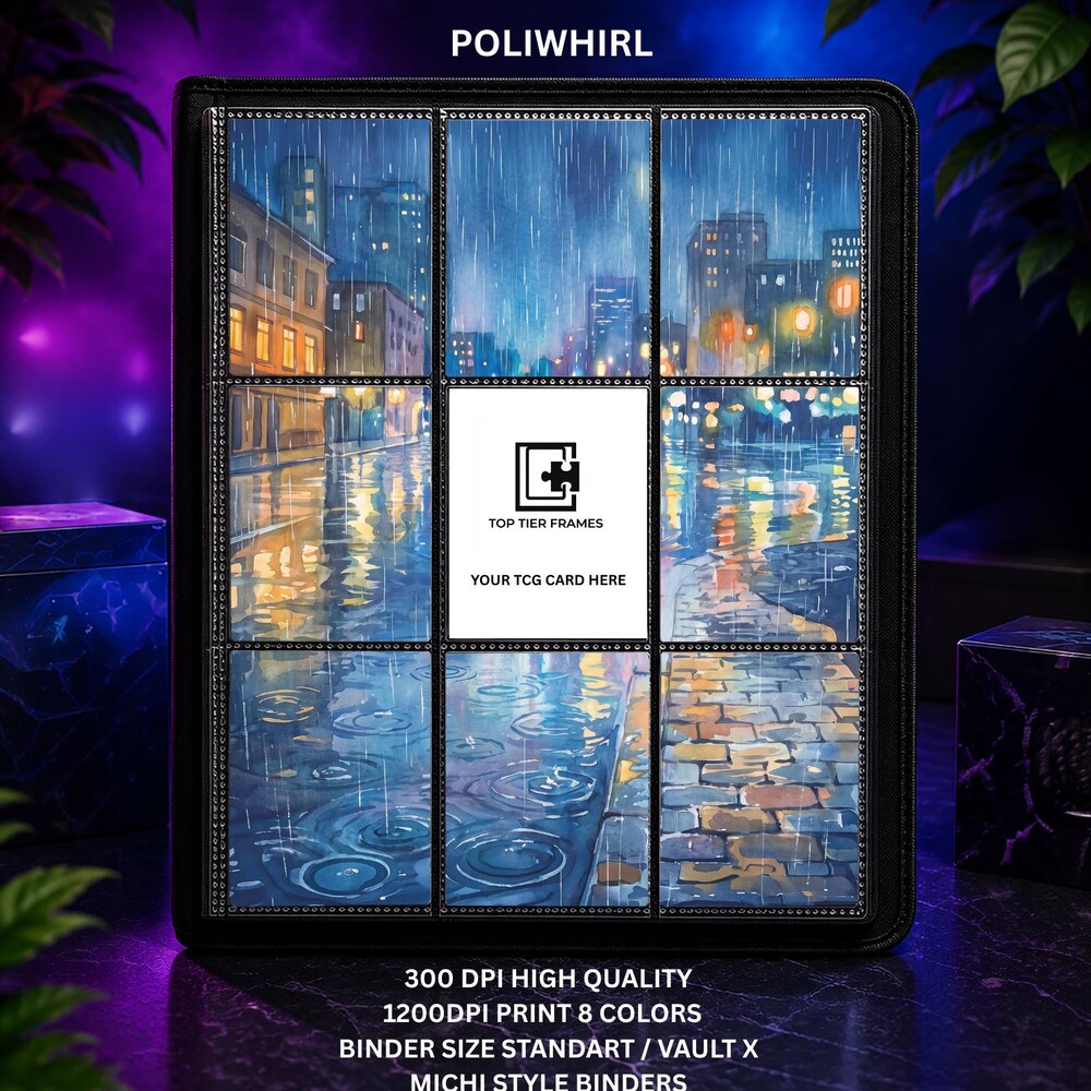 Poliwhirl #176 Extended Art Binder Insert | Rainy City Scene (9 Pocket Page)