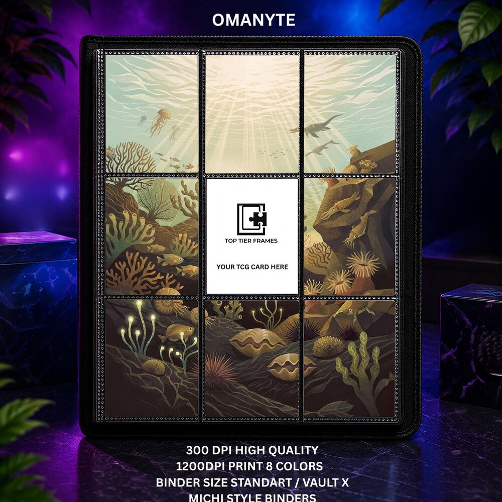 Omanyte #180 Extended Art Binder Insert | Prehistoric Sea Scene (No Cutting)