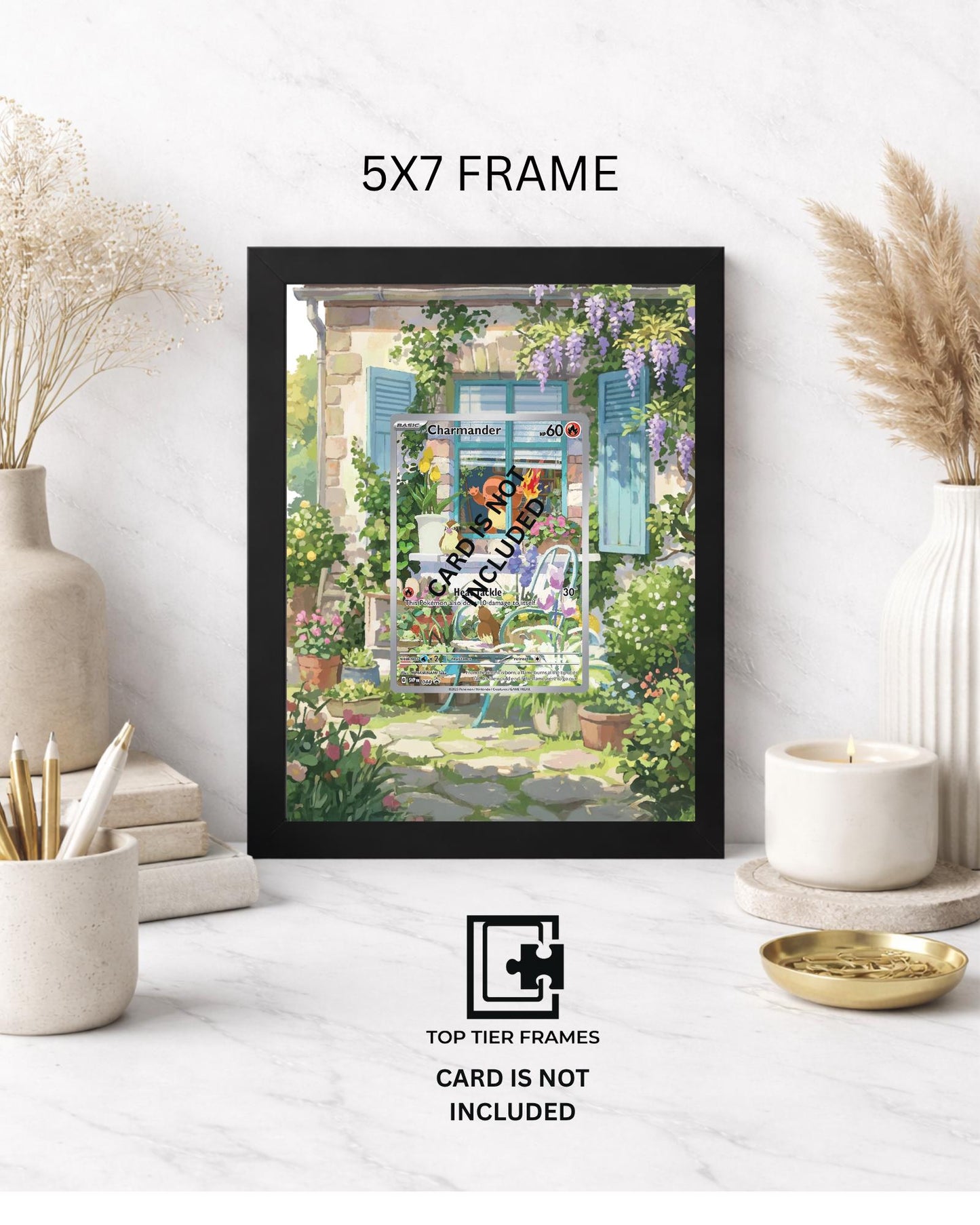 Kanto Starters Extended Art Frame | Bulbasaur Charmander Squirtle Pokemon 151 | Cozy Gamer Room Decor | Slab & Magnetic Case Holder
