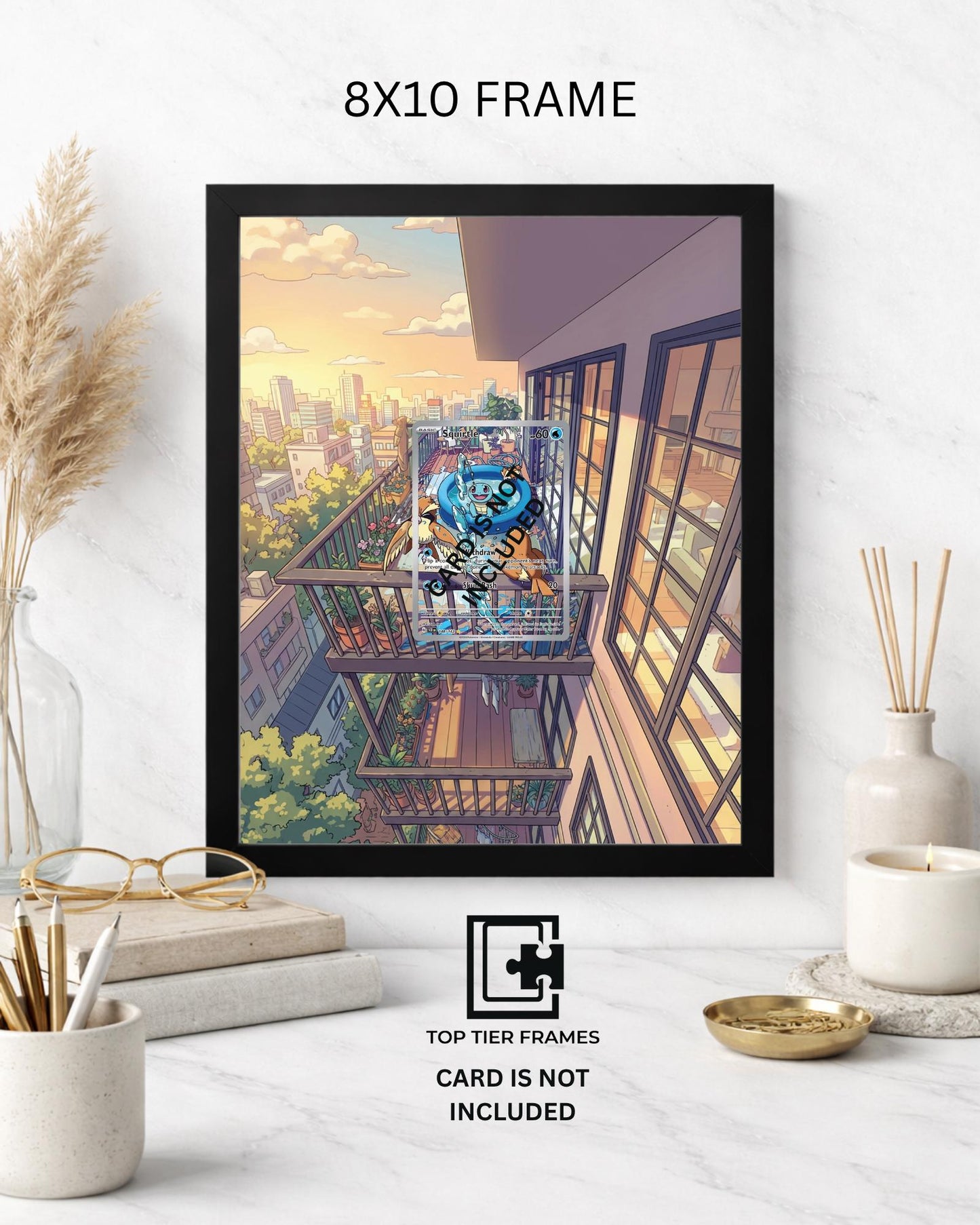 Kanto Starters Extended Art Frame | Bulbasaur Charmander Squirtle Pokemon 151 | Cozy Gamer Room Decor | Slab & Magnetic Case Holder
