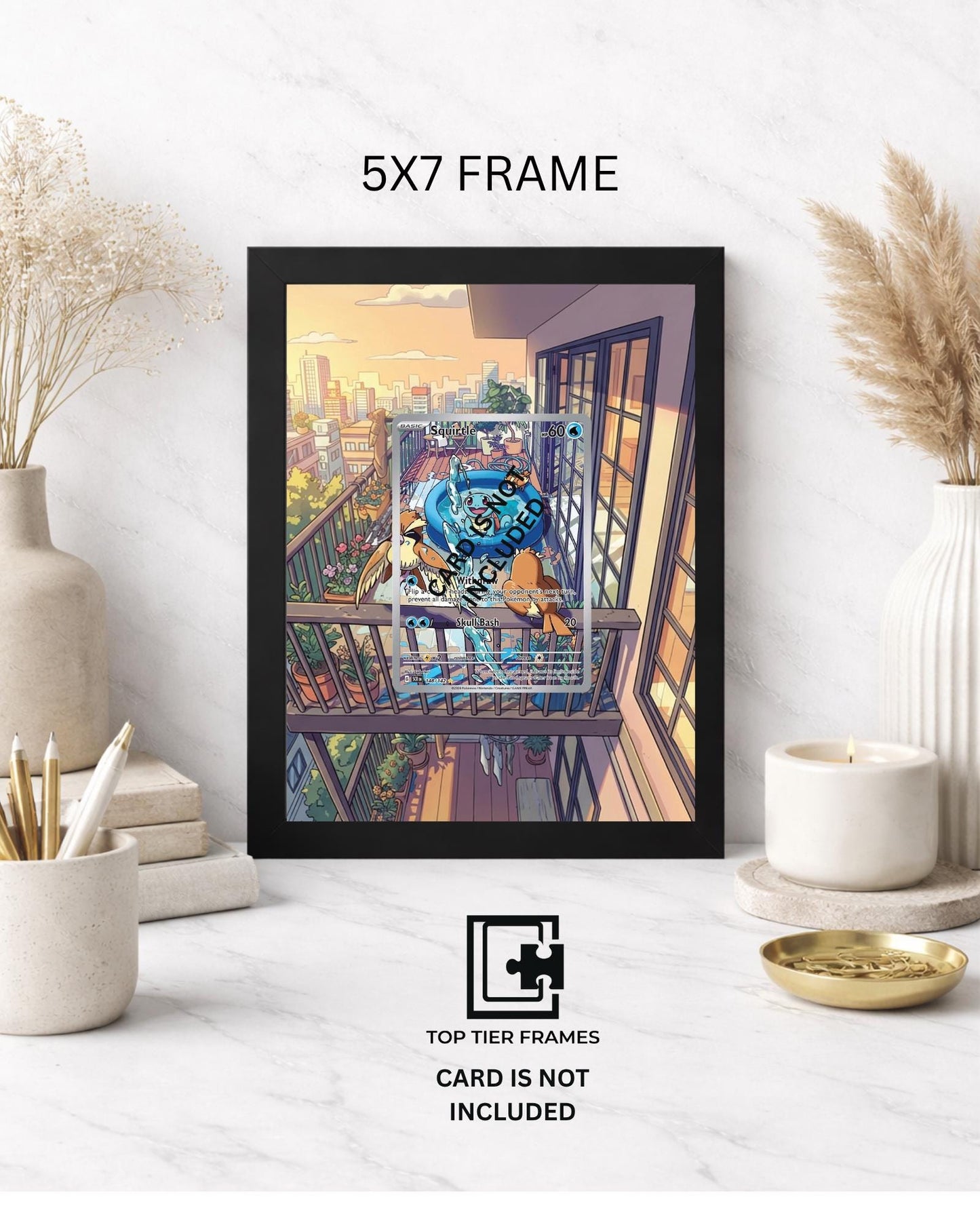 Kanto Starters Extended Art Frame | Bulbasaur Charmander Squirtle Pokemon 151 | Cozy Gamer Room Decor | Slab & Magnetic Case Holder