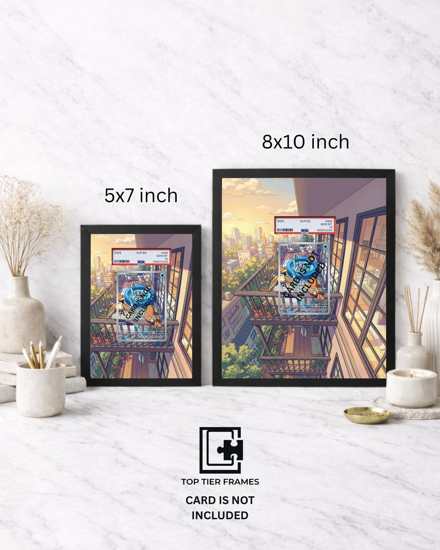 Kanto Starters Extended Art Frame | Bulbasaur Charmander Squirtle Pokemon 151 | Cozy Gamer Room Decor | Slab & Magnetic Case Holder