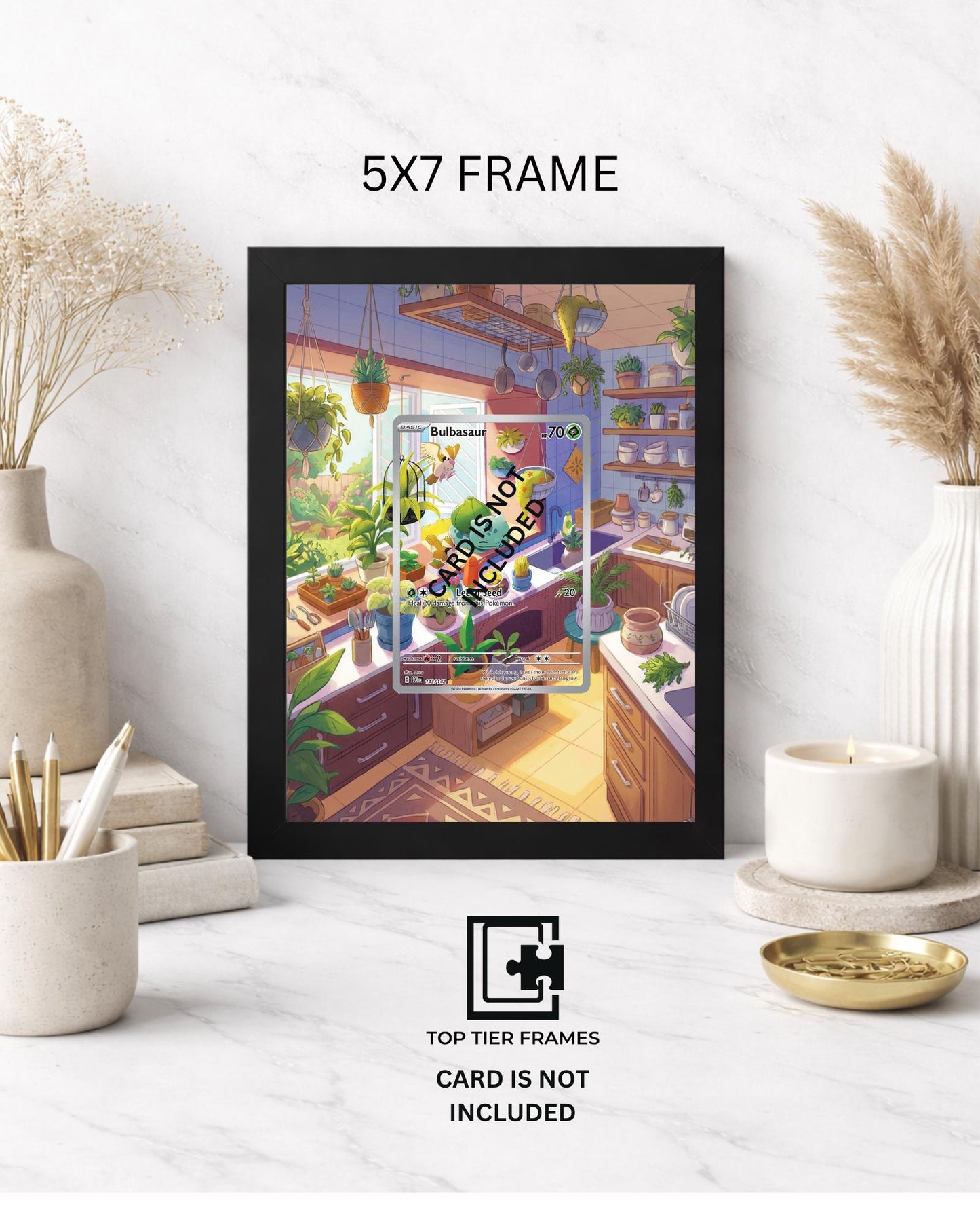 Kanto Starters Extended Art Frame | Bulbasaur Charmander Squirtle Pokemon 151 | Cozy Gamer Room Decor | Slab & Magnetic Case Holder