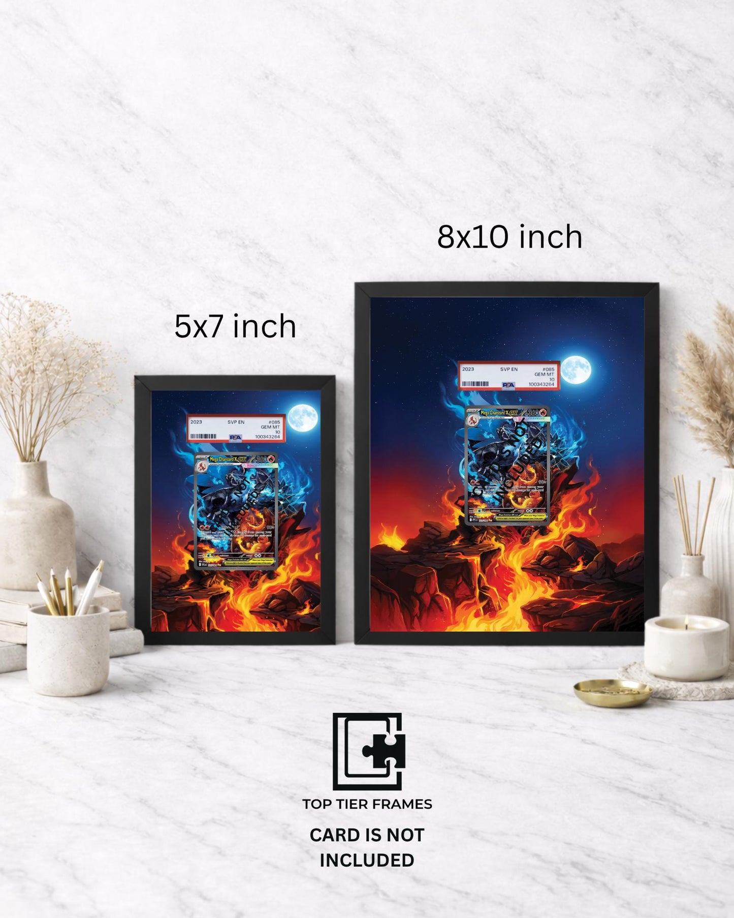 Premium Frame for Charizard 125/094 | 8x10 / 5x7 Graded Slab or Raw Card Display | Extended Art Wall Decor
