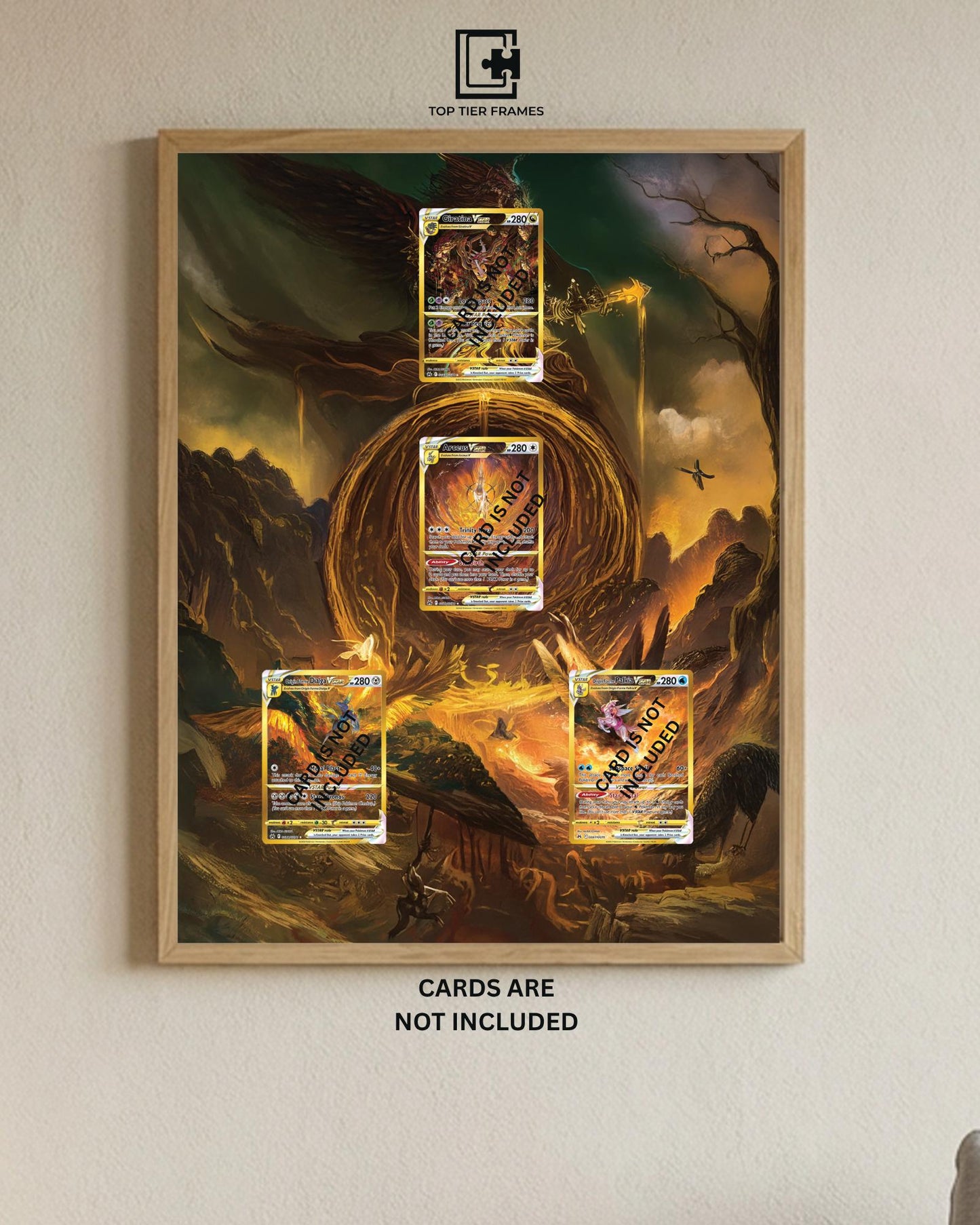 Crown Zenith Gold 4-Card Display Frame | Arceus Giratina Dialga Palkia Showcase | 12x16 Graded Slab & Magnetic Case Holder