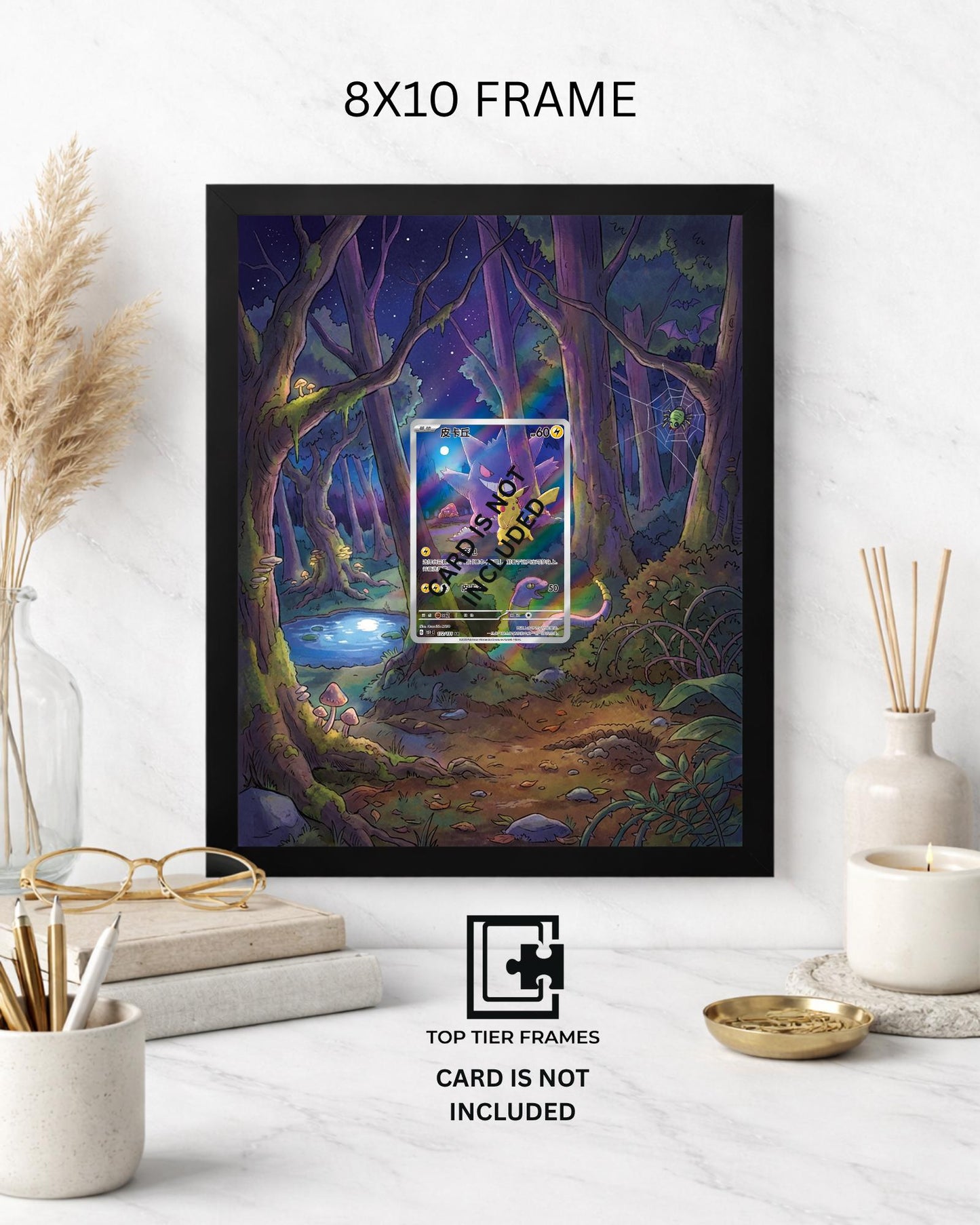 Premium Frame for Pikachu and Gengar Chinese Gem | 8x10 / 5x7 Graded Slab or Raw Card Display | Extended Art Wall Decor