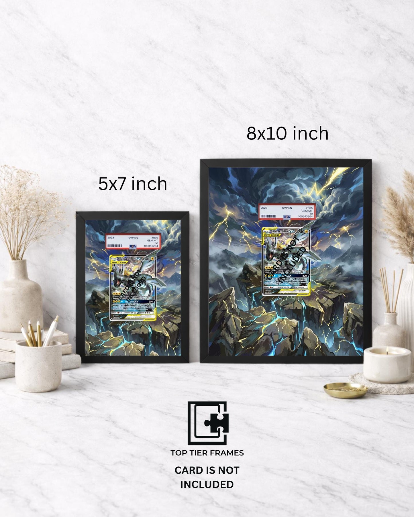 Premium Frame for Pikachu & Zekrom SM168 | 8x10 / 5x7 Graded Slab or Raw Card Display | Extended Art Wall Decor