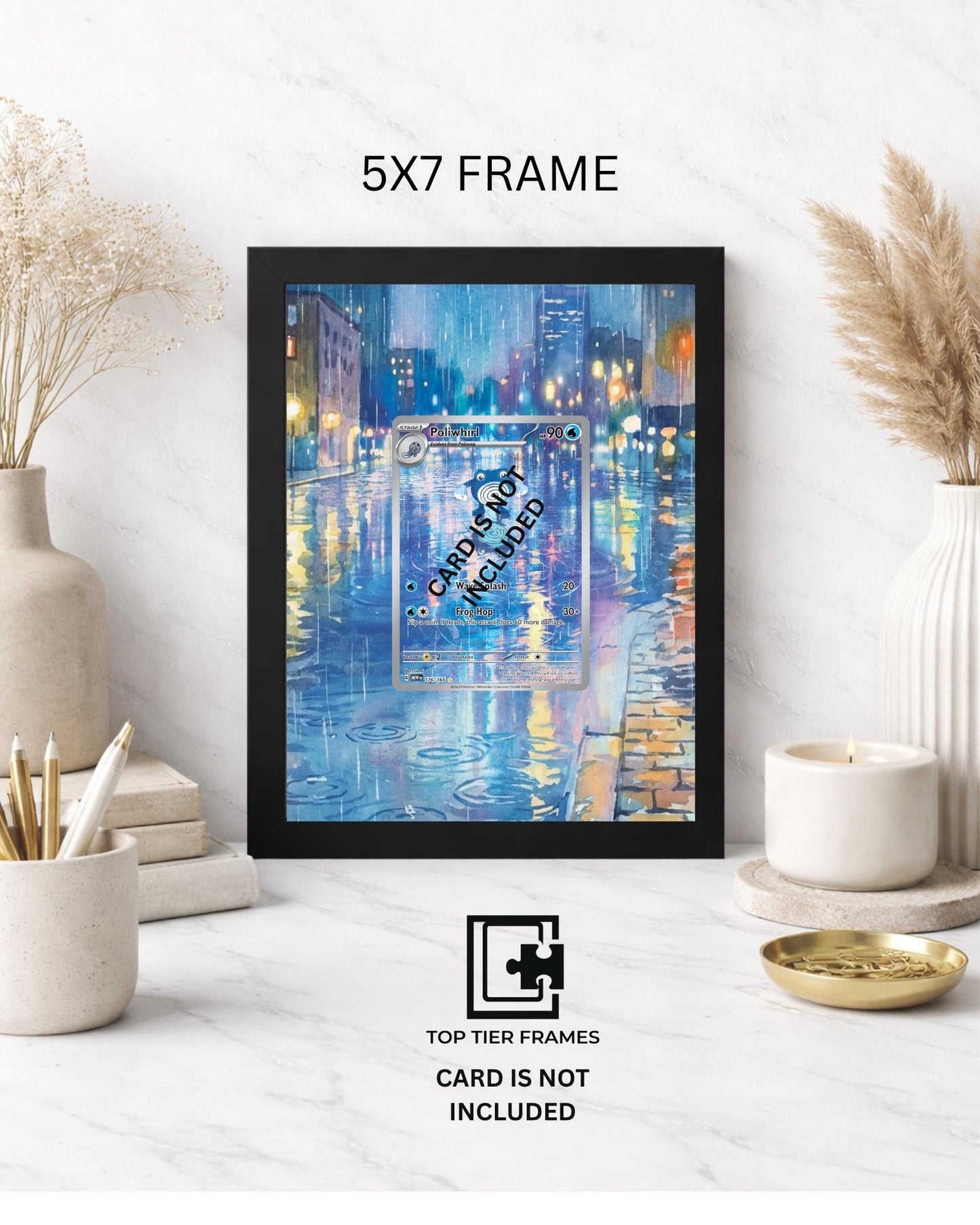 Premium Frame for Poliwhirl 176/165 | 8x10 / 5x7 Graded Slab or Raw Card Display | Extended Art Wall Decor