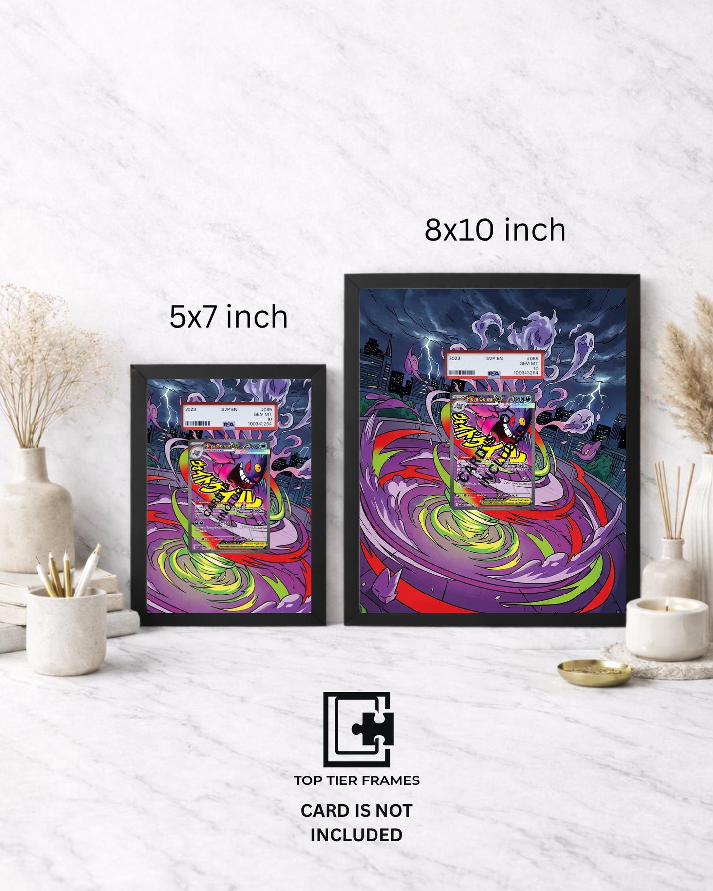 Premium Frame for Gengar Mega Attack 269/217 | 8x10 / 5x7 Graded Slab or Raw Card Display | Extended Art Wall Decor
