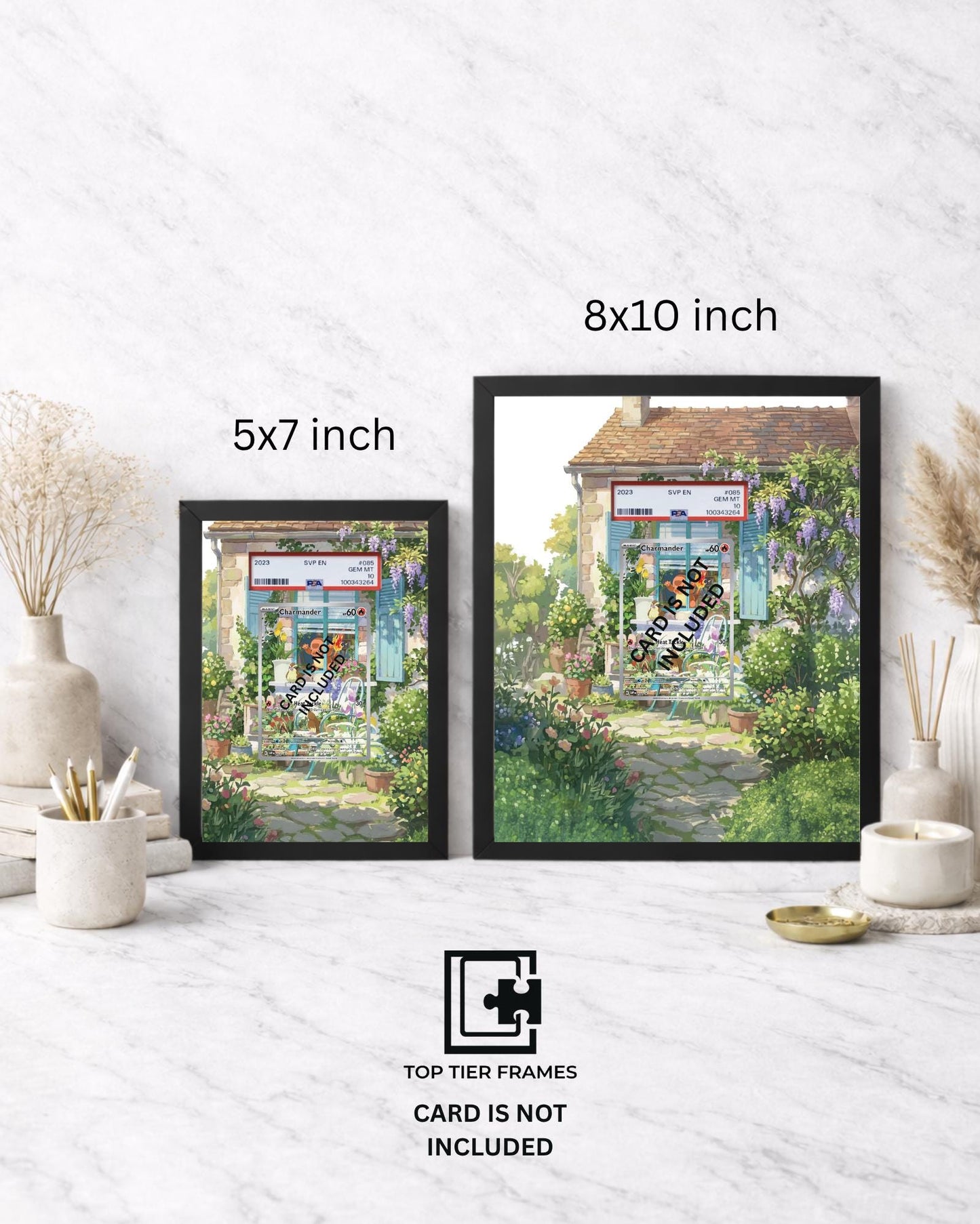 Kanto Starters Extended Art Frame | Bulbasaur Charmander Squirtle Pokemon 151 | Cozy Gamer Room Decor | Slab & Magnetic Case Holder