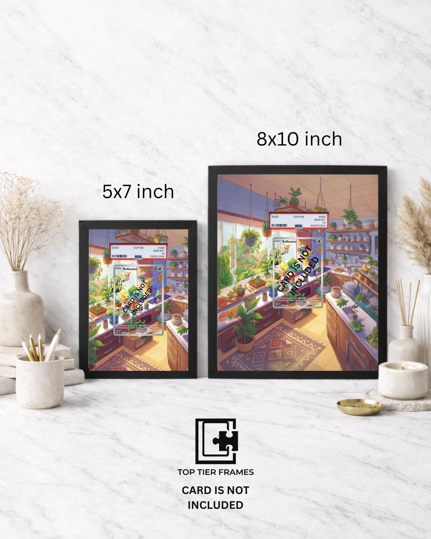 Kanto Starters Extended Art Frame | Bulbasaur Charmander Squirtle Pokemon 151 | Cozy Gamer Room Decor | Slab & Magnetic Case Holder