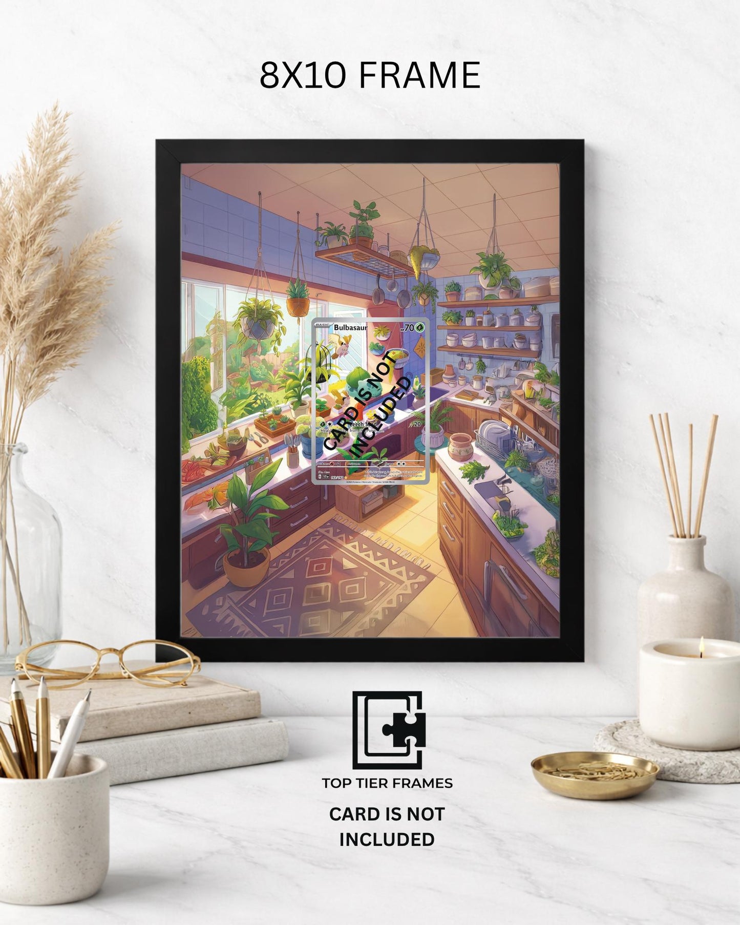 Kanto Starters Extended Art Frame | Bulbasaur Charmander Squirtle Pokemon 151 | Cozy Gamer Room Decor | Slab & Magnetic Case Holder