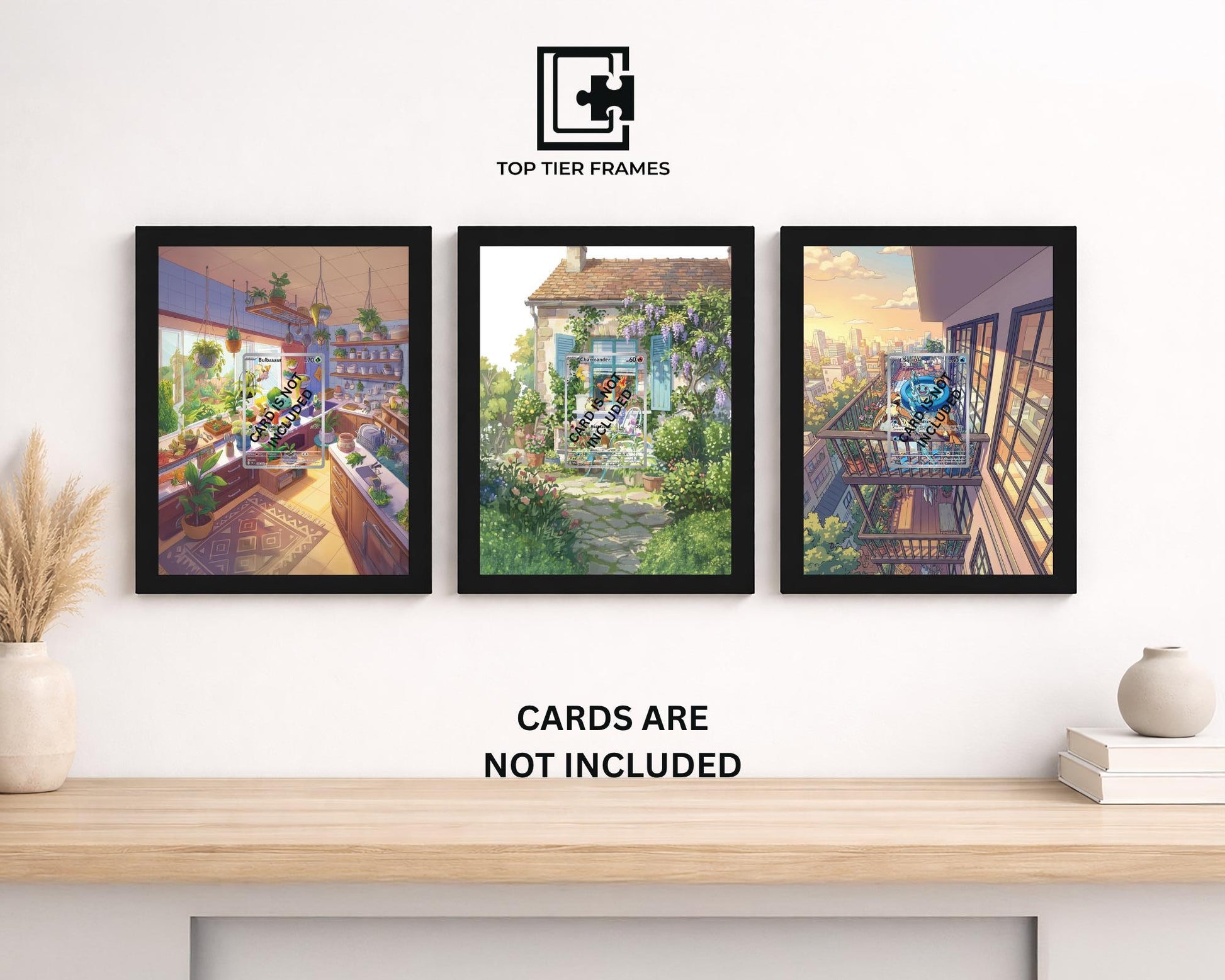 Kanto Starters Extended Art Pokémon TCG card display frame - extended art wall decor