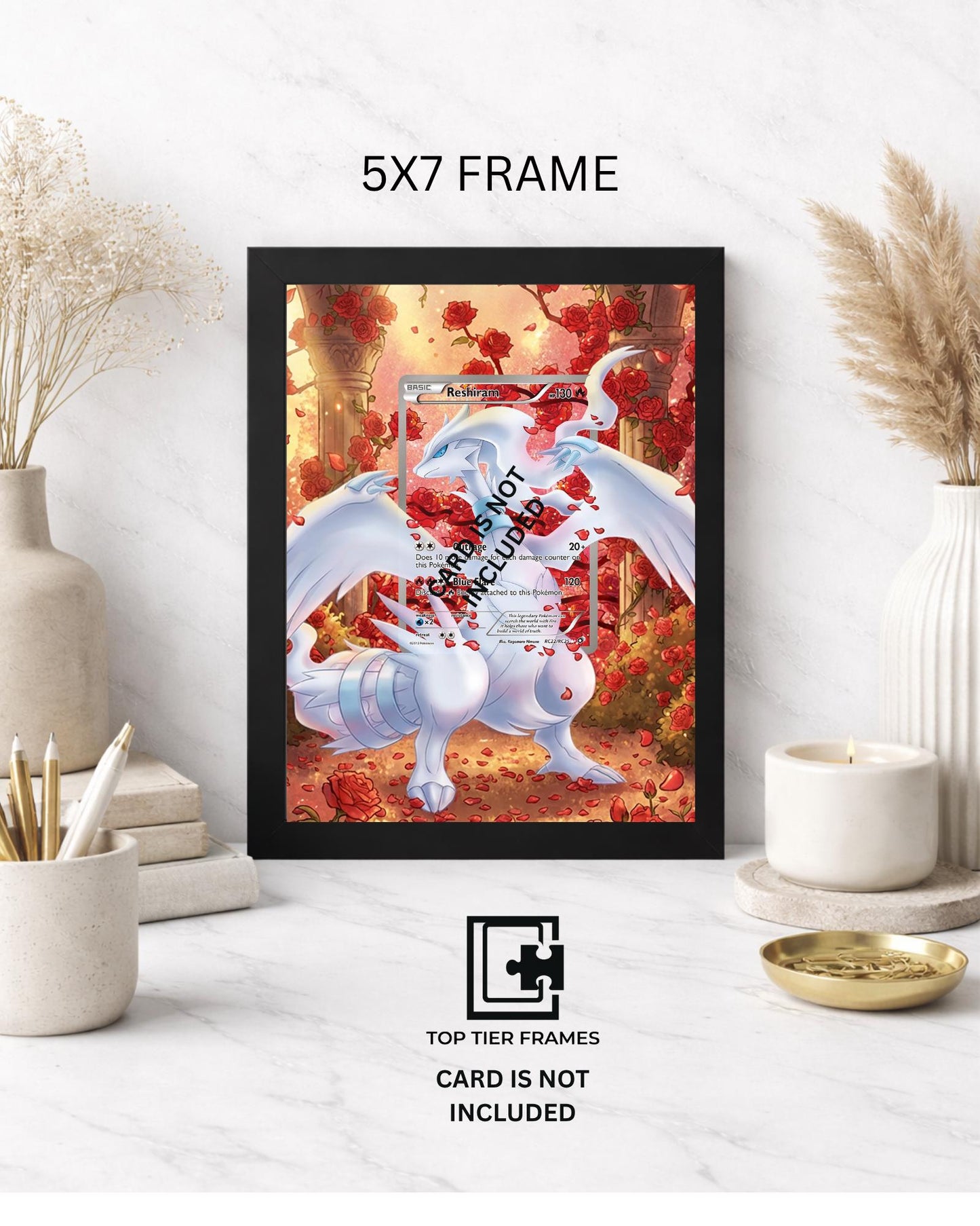 Premium Frame for Reshiram Rose | 8x10 / 5x7 Graded Slab or Raw Card Display | Extended Art Wall Decor