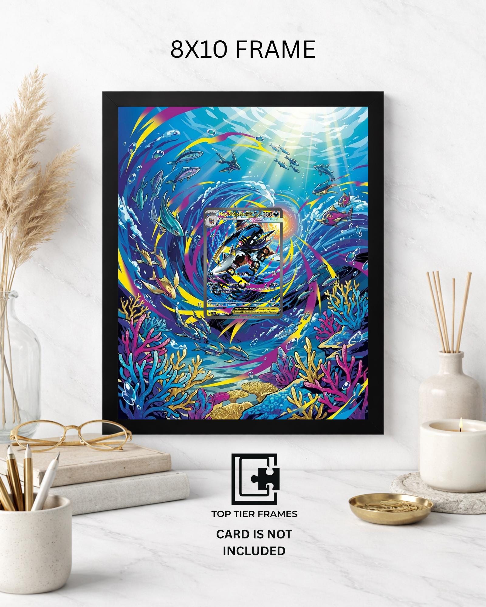 Mega Sharpedo Ex 127/094 Pokémon TCG card display frame - extended art wall decor