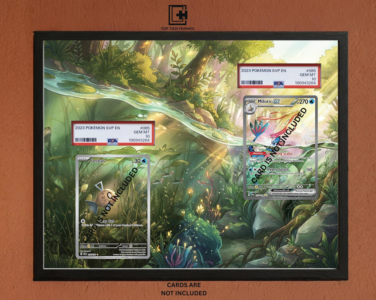 Premium Frame for Milotic and Feebas | 10x8 Graded Slab or Raw Card Display | Extended Art Wall Decor