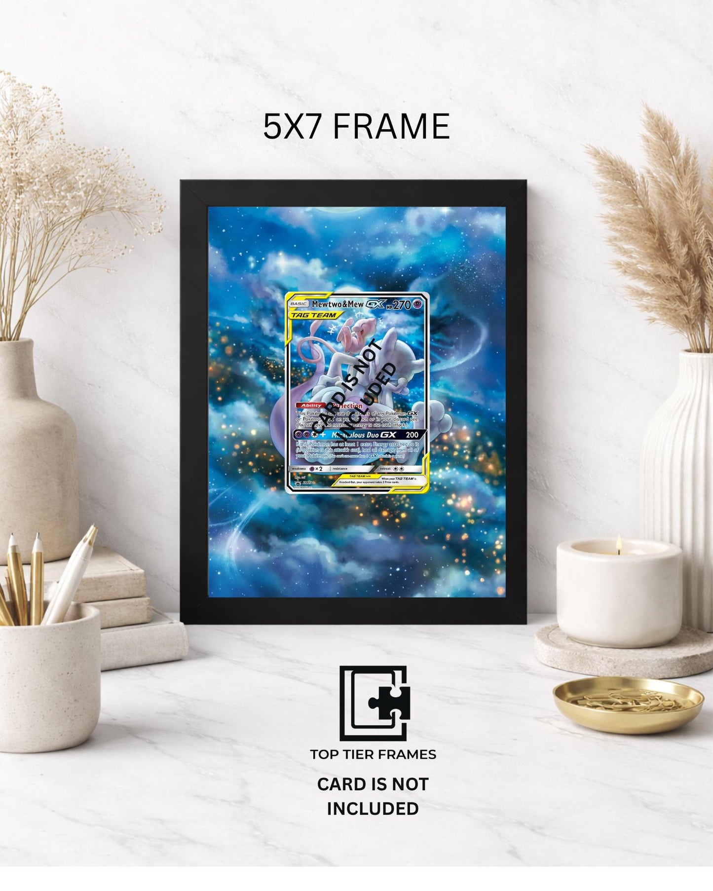 Premium Frame for Mewtwo SM191 Promo | 8x10 / 5x7 Graded Slab or Raw Card Display | Extended Art Wall Decor