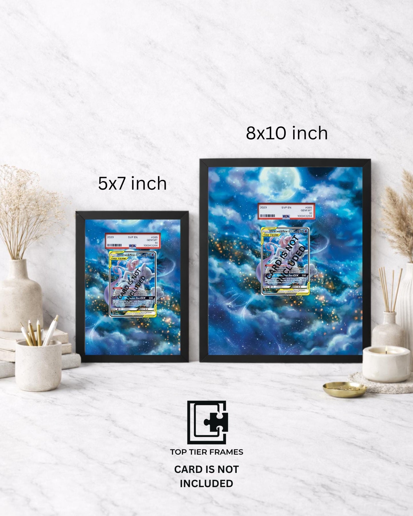 Premium Frame for Mewtwo SM191 Promo | 8x10 / 5x7 Graded Slab or Raw Card Display | Extended Art Wall Decor