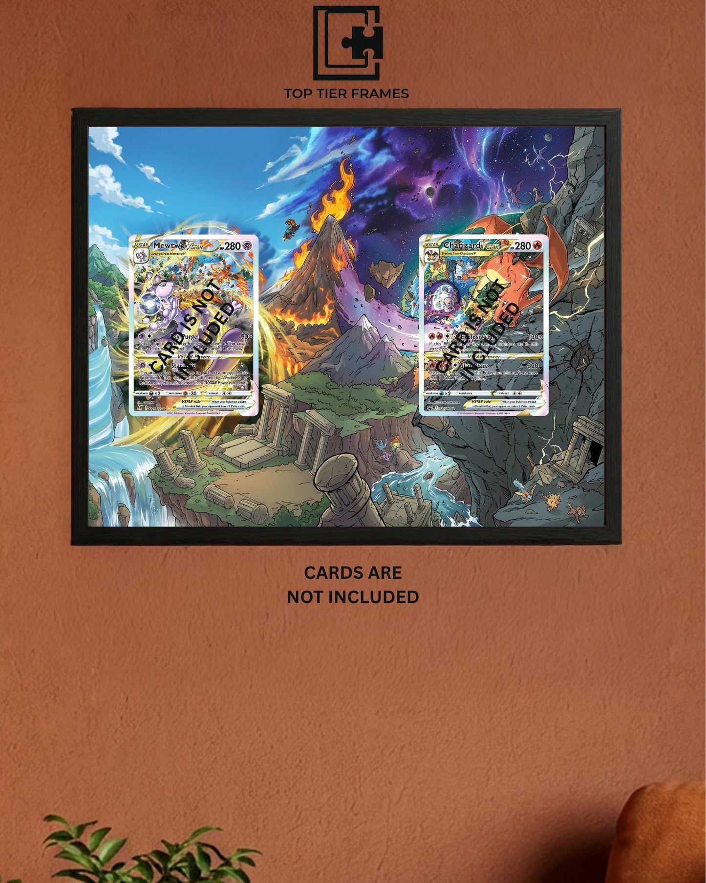 Premium Frame for Charizard and Mewtwo | 10x8 Graded Slab or Raw Card Display | Extended Art Wall Decor