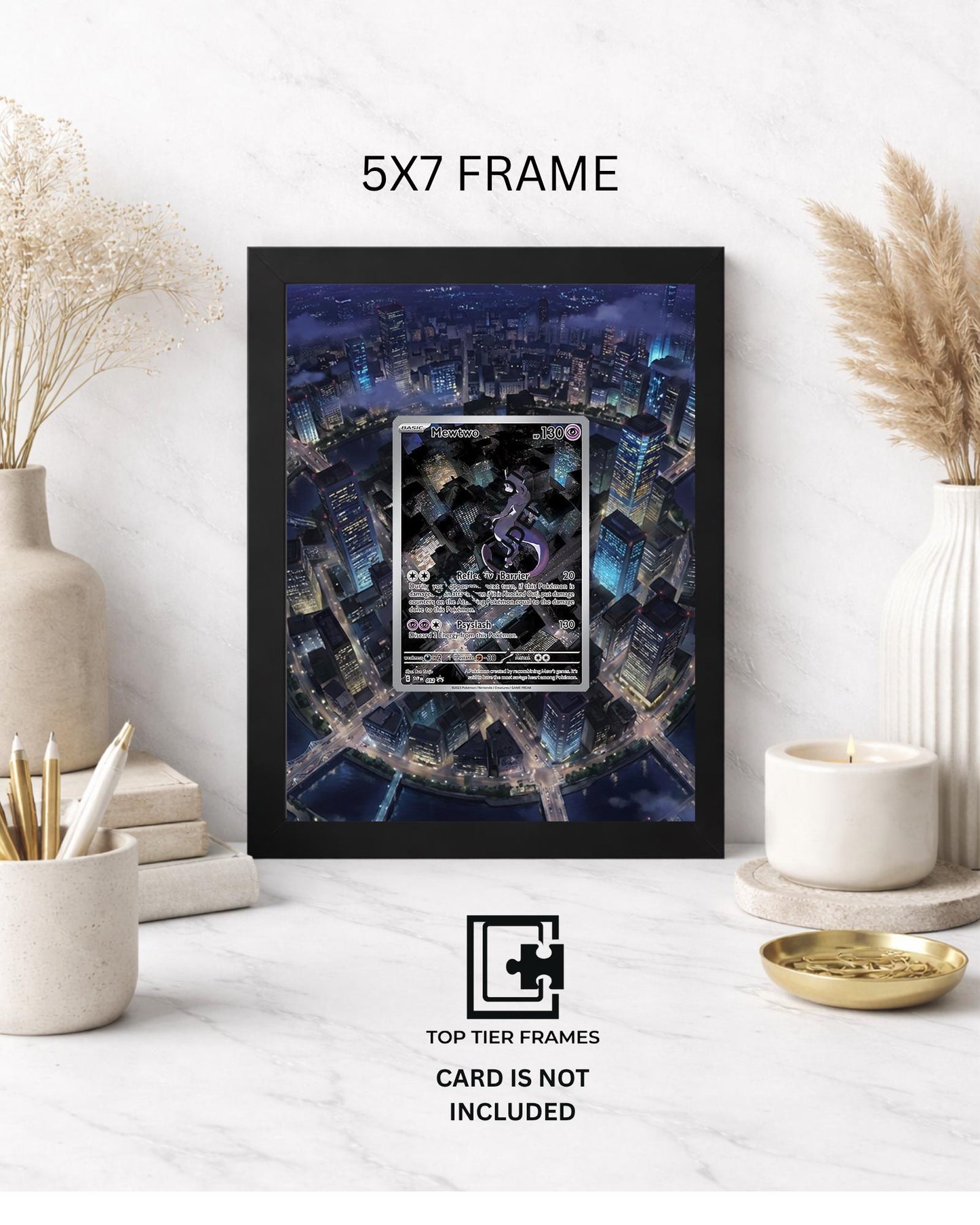 Premium Frame for Mewtwo 052 Promo | 8x10 / 5x7 Graded Slab or Raw Card Display | Extended Art Wall Decor