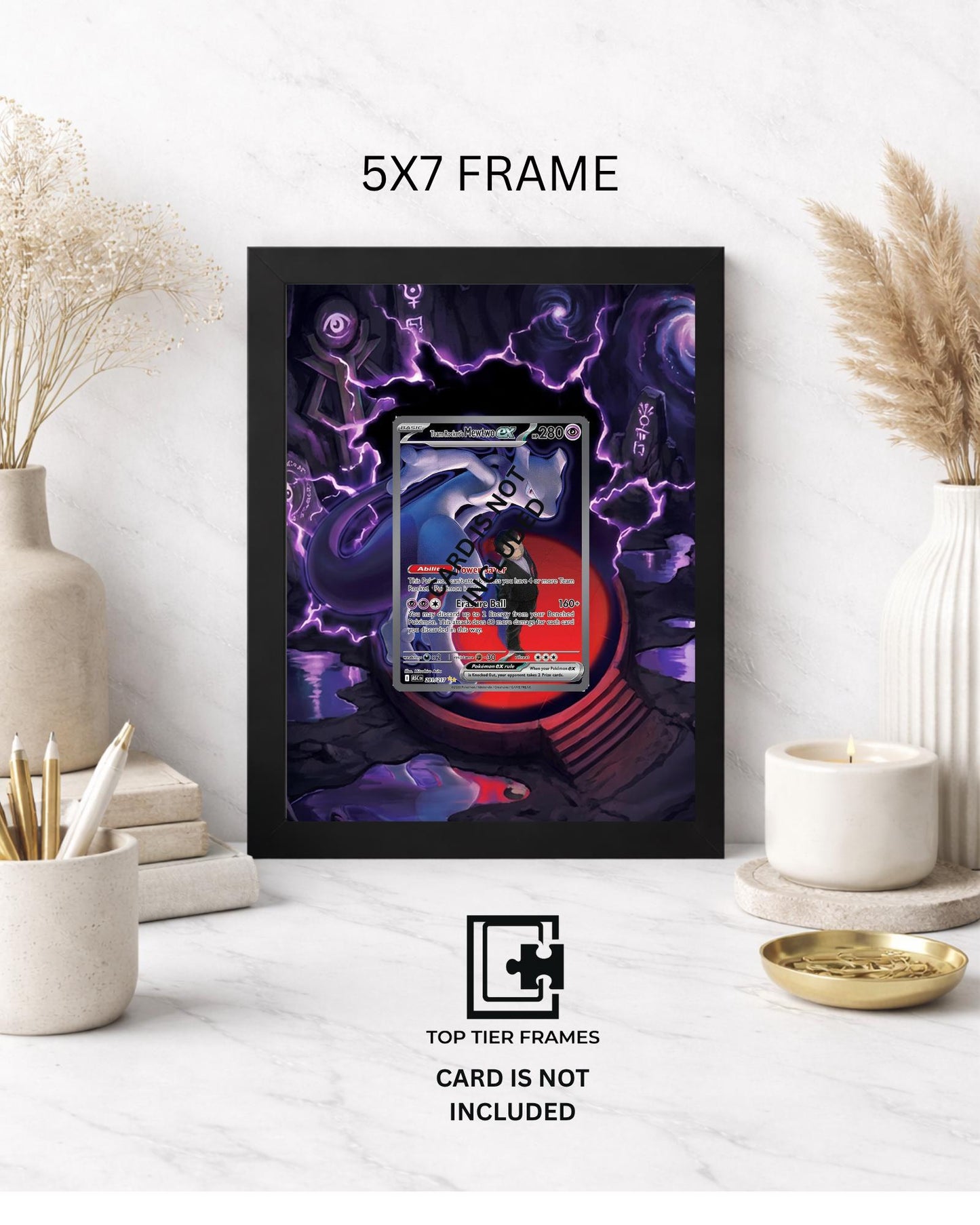 Premium Frame for Mewtwo 281/217 | 8x10 / 5x7 Graded Slab or Raw Card Display | Extended Art Wall Decor