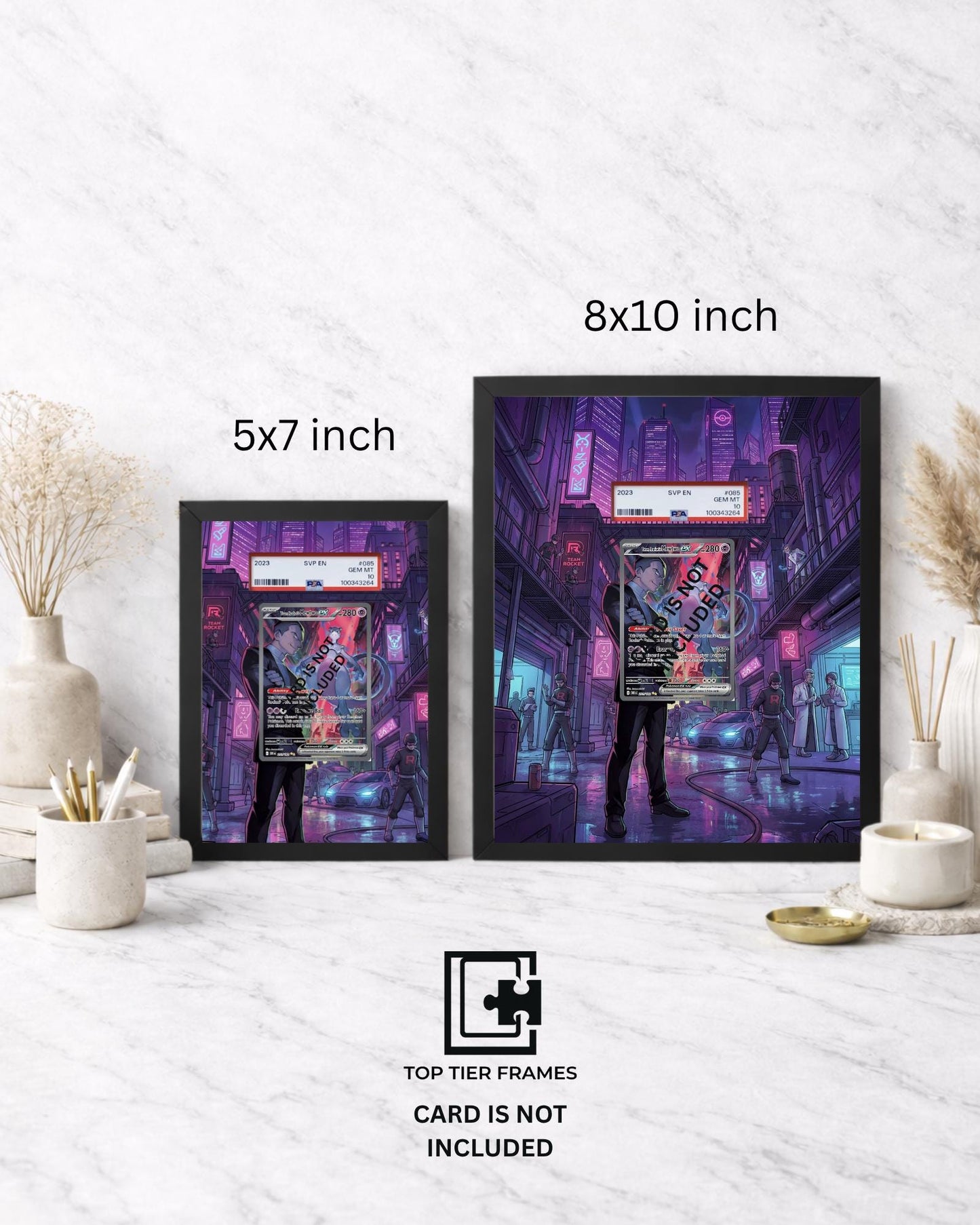 Premium Frame for Team Rocket Mewtwo 231/182 | 8x10 / 5x7 Graded Slab or Raw Card Display | Extended Art Wall Decor