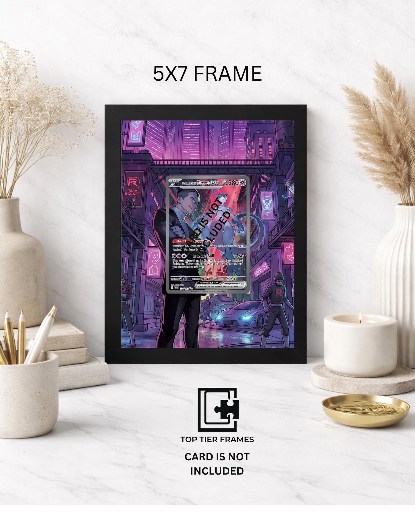 Premium Frame for Team Rocket Mewtwo 231/182 | 8x10 / 5x7 Graded Slab or Raw Card Display | Extended Art Wall Decor