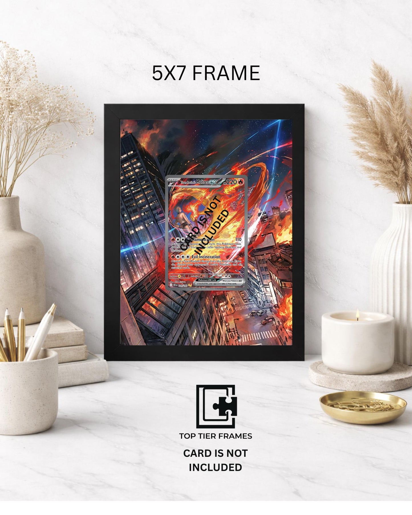 Premium Frame for Team Rocket's Moltres 229/182 | 8x10 / 5x7 Graded Slab or Raw Card Display | Extended Art Wall Decor