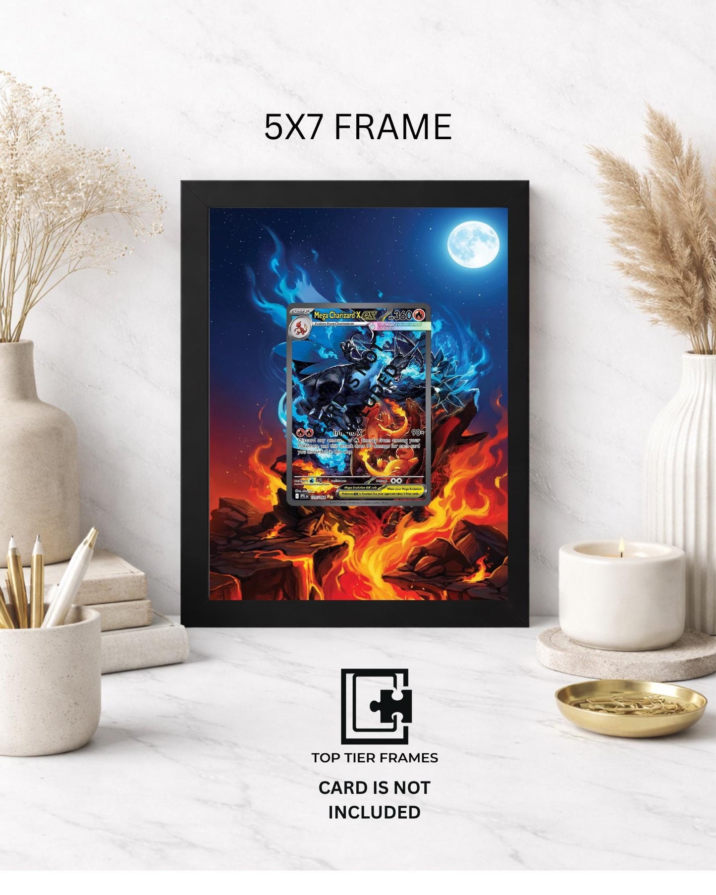 Premium Frame for Charizard 125/094 | 8x10 / 5x7 Graded Slab or Raw Card Display | Extended Art Wall Decor