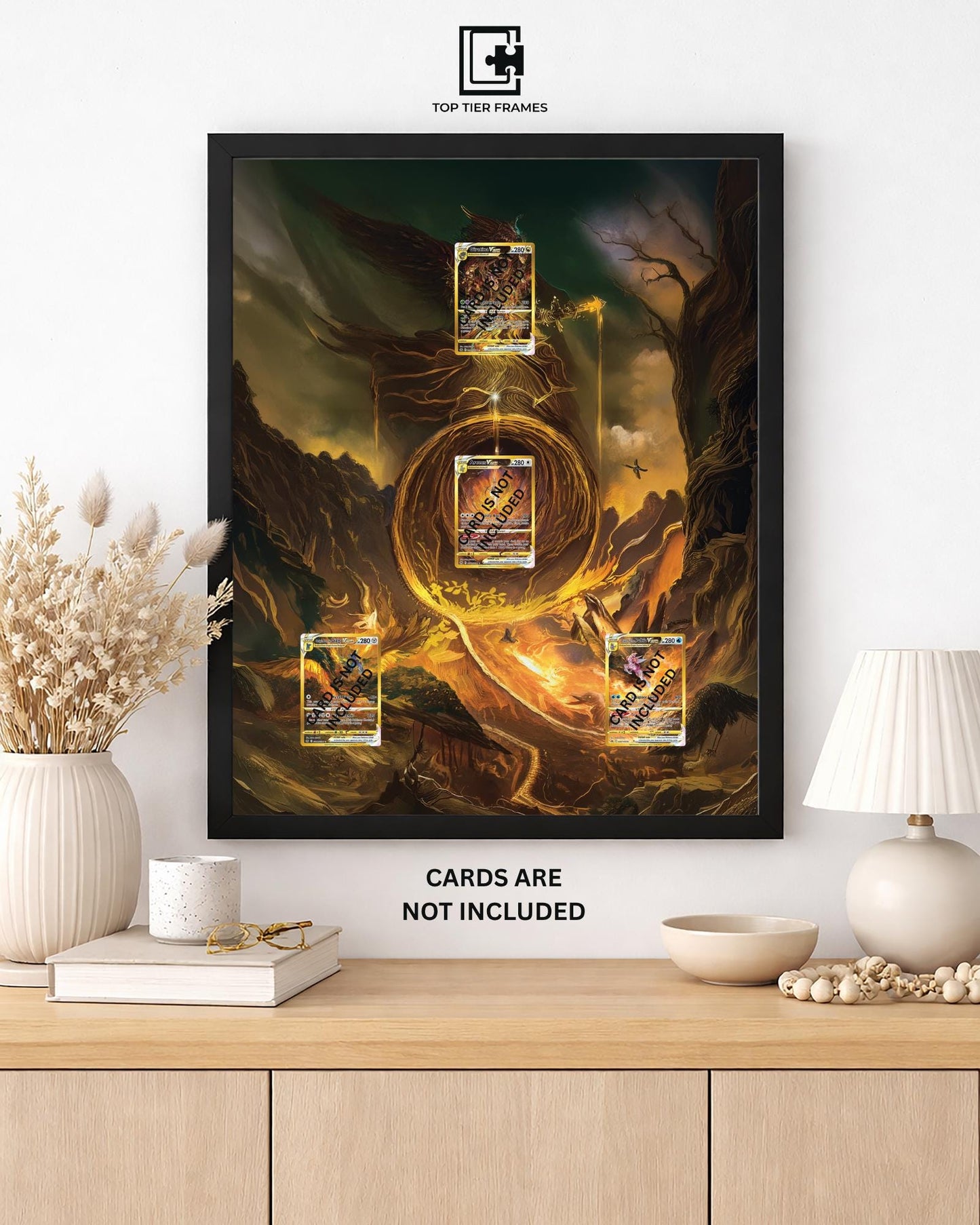 Crown Zenith Gold 4-Card Display Frame | Arceus Giratina Dialga Palkia Showcase | 12x16 Graded Slab & Magnetic Case Holder