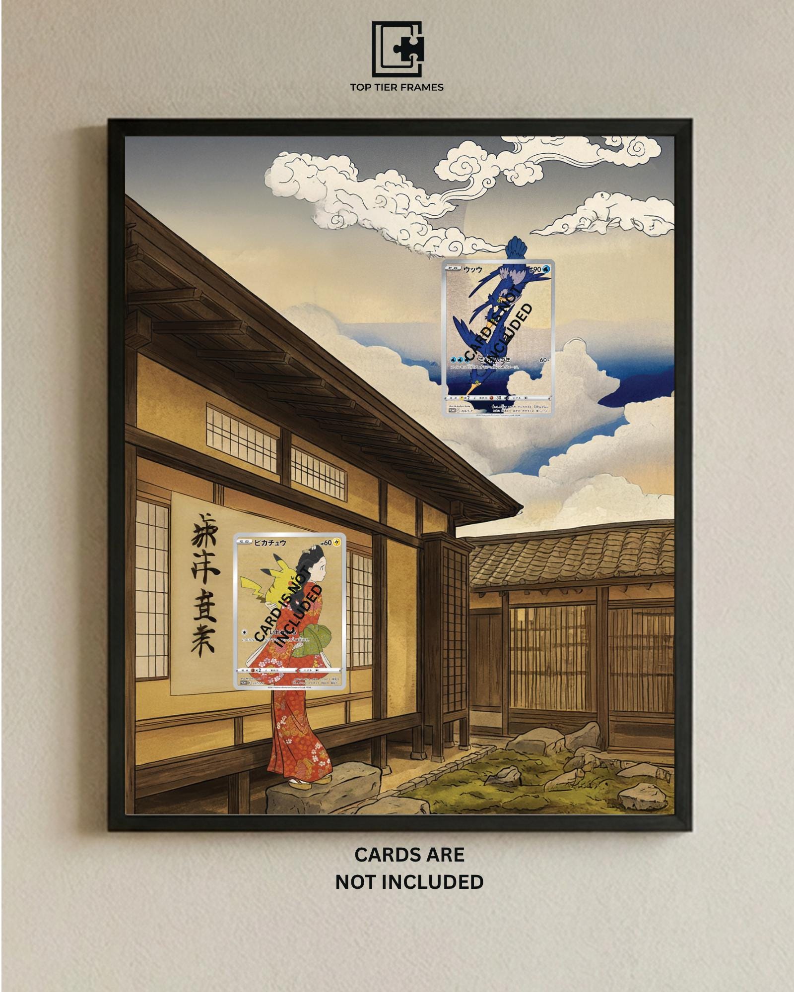 Pikachu & Cramorant Pokémon TCG card display frame - extended art wall decor