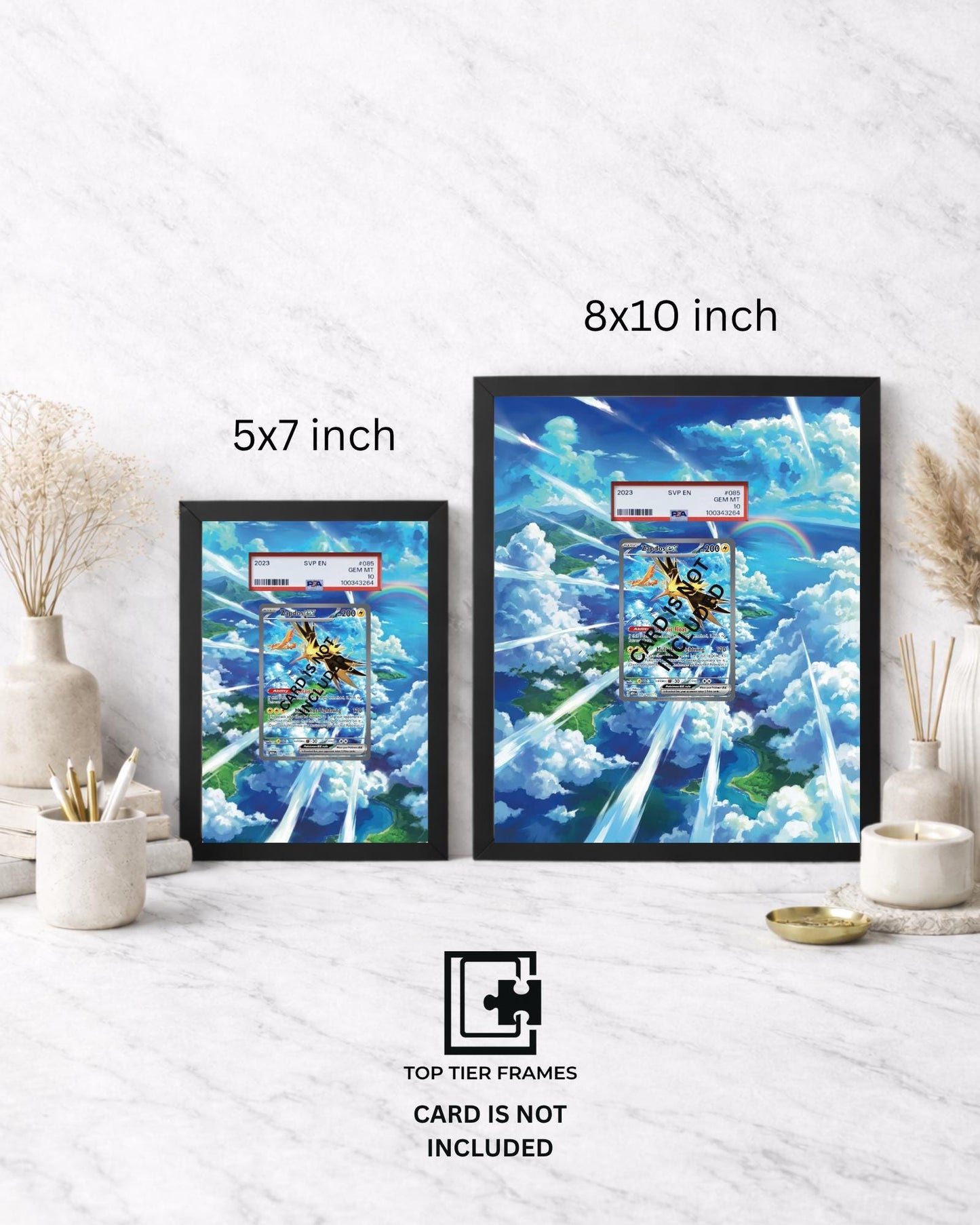 Premium Frame for Zapdos 202/165 | 8x10 / 5x7 Graded Slab or Raw Card Display | Extended Art Wall Decor
