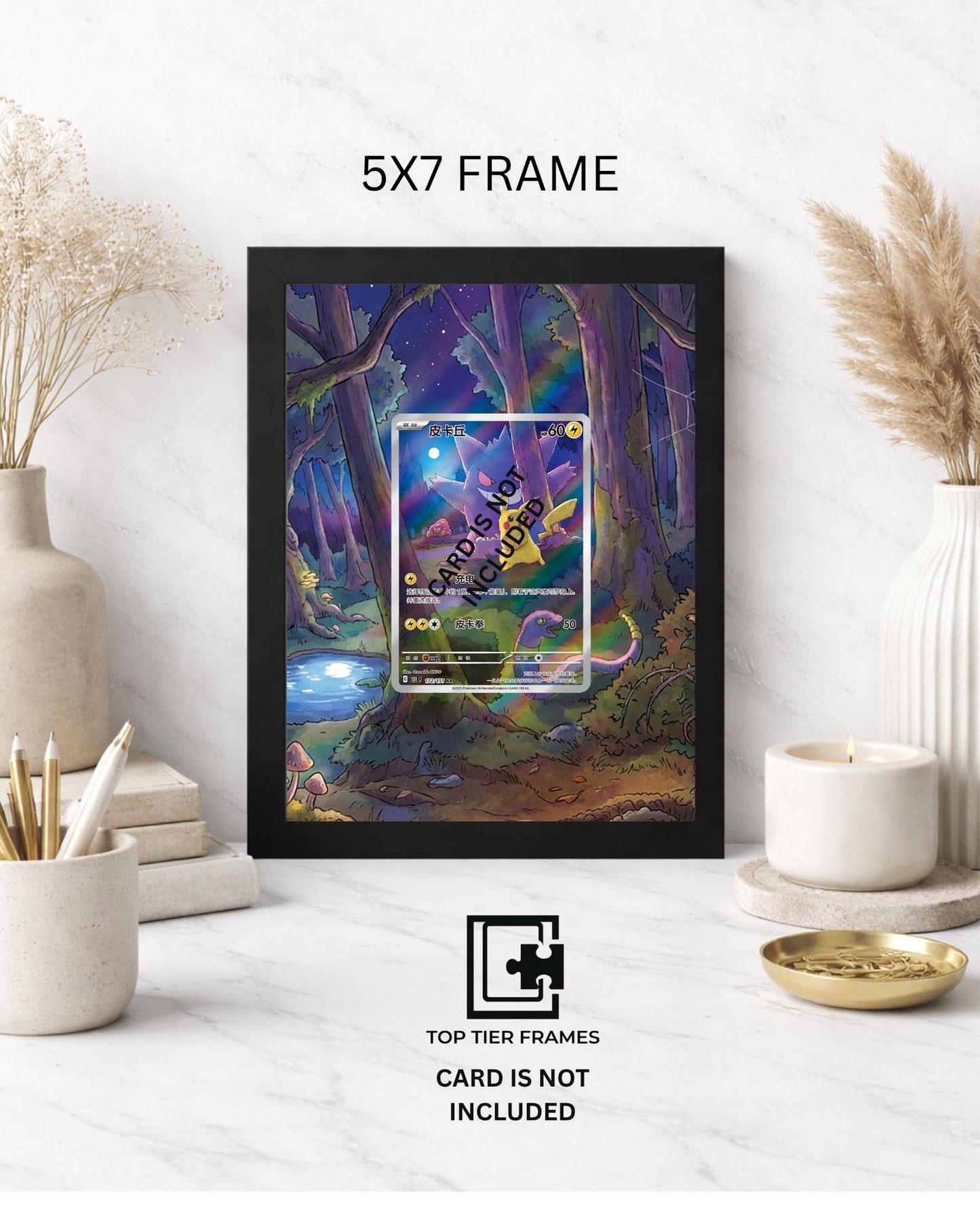 Premium Frame for Pikachu and Gengar Chinese Gem | 8x10 / 5x7 Graded Slab or Raw Card Display | Extended Art Wall Decor