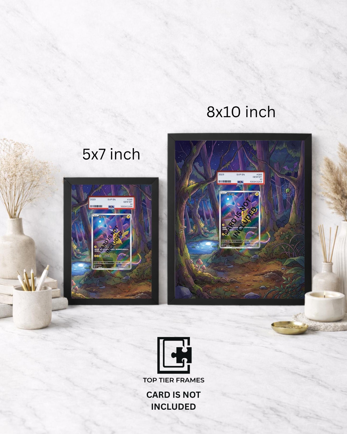Premium Frame for Pikachu and Gengar Chinese Gem | 8x10 / 5x7 Graded Slab or Raw Card Display | Extended Art Wall Decor