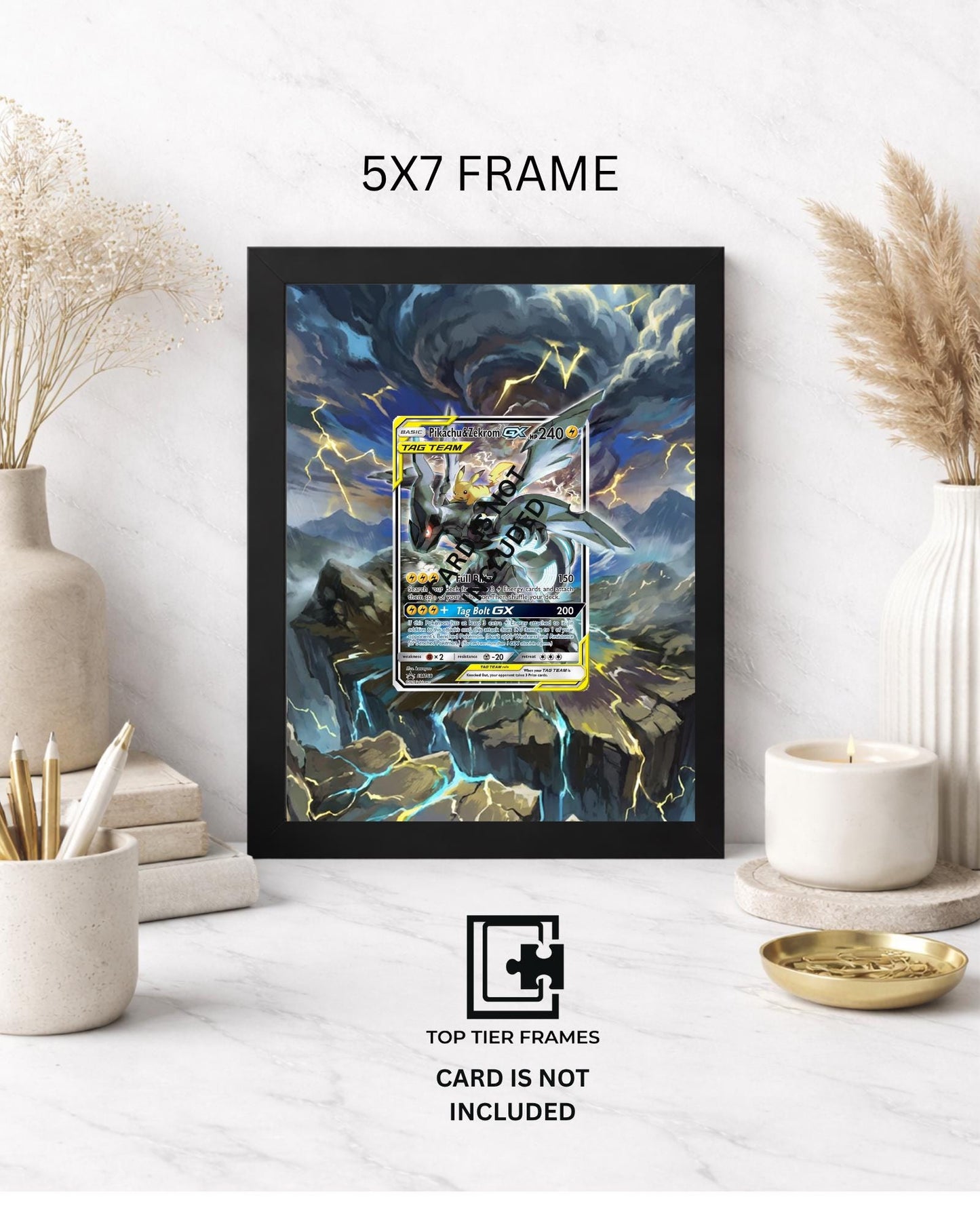 Premium Frame for Pikachu & Zekrom SM168 | 8x10 / 5x7 Graded Slab or Raw Card Display | Extended Art Wall Decor