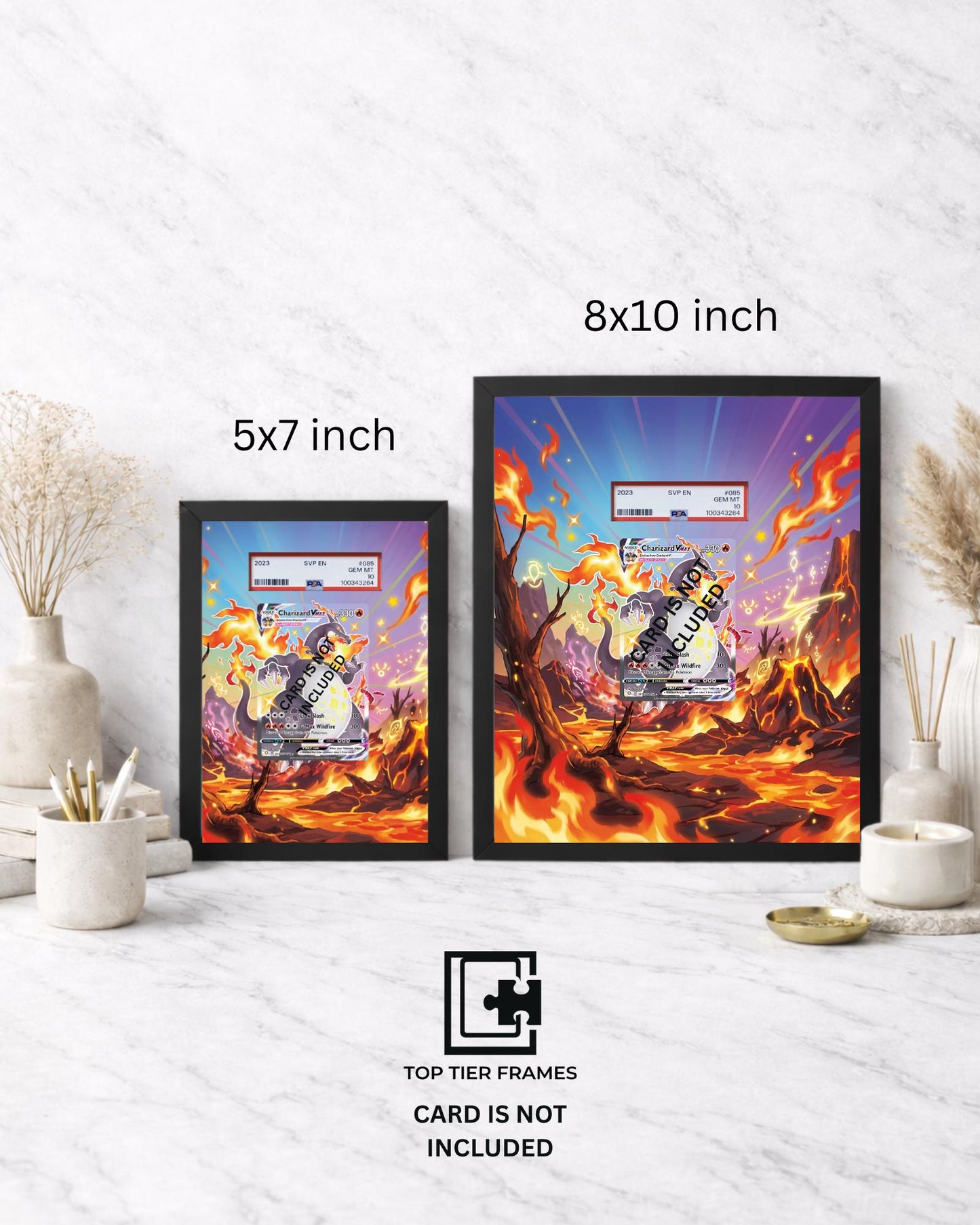Premium Frame for Charizard SV107/SV112 | 8x10 / 5x7 Graded Slab or Raw Card Display | Extended Art Wall Decor