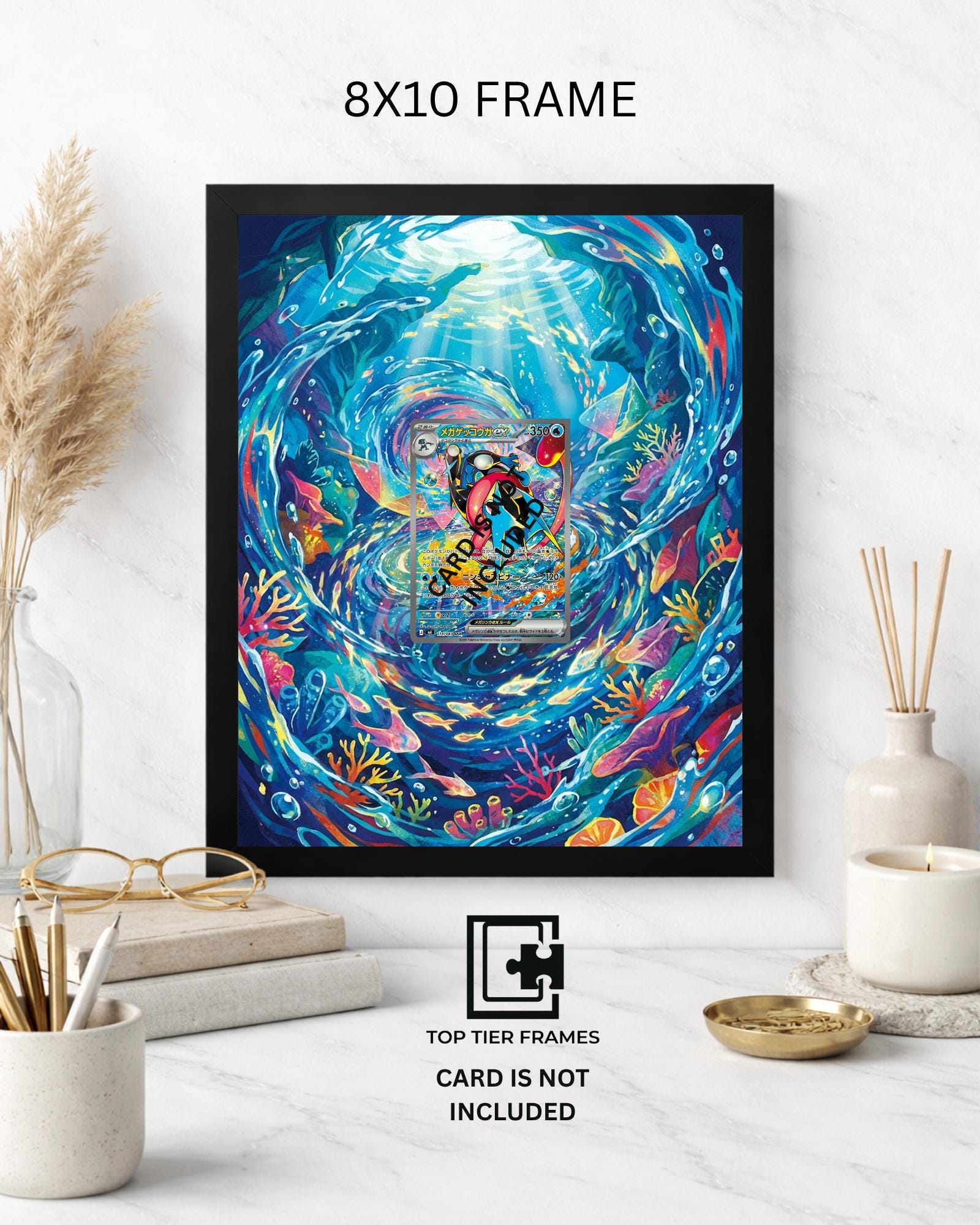 Greninja from Chaos Rising Pokémon TCG card display frame - extended art wall decor