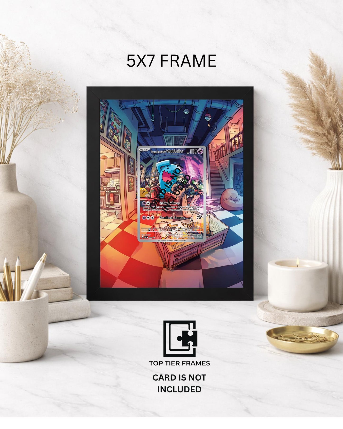 Premium Display Frame for Team Rocket's Wobbuffet #203 | Compatible with Scarlet Violet Promo  | 8x10 & 5x7 Graded Slab or Raw Card Showcase
