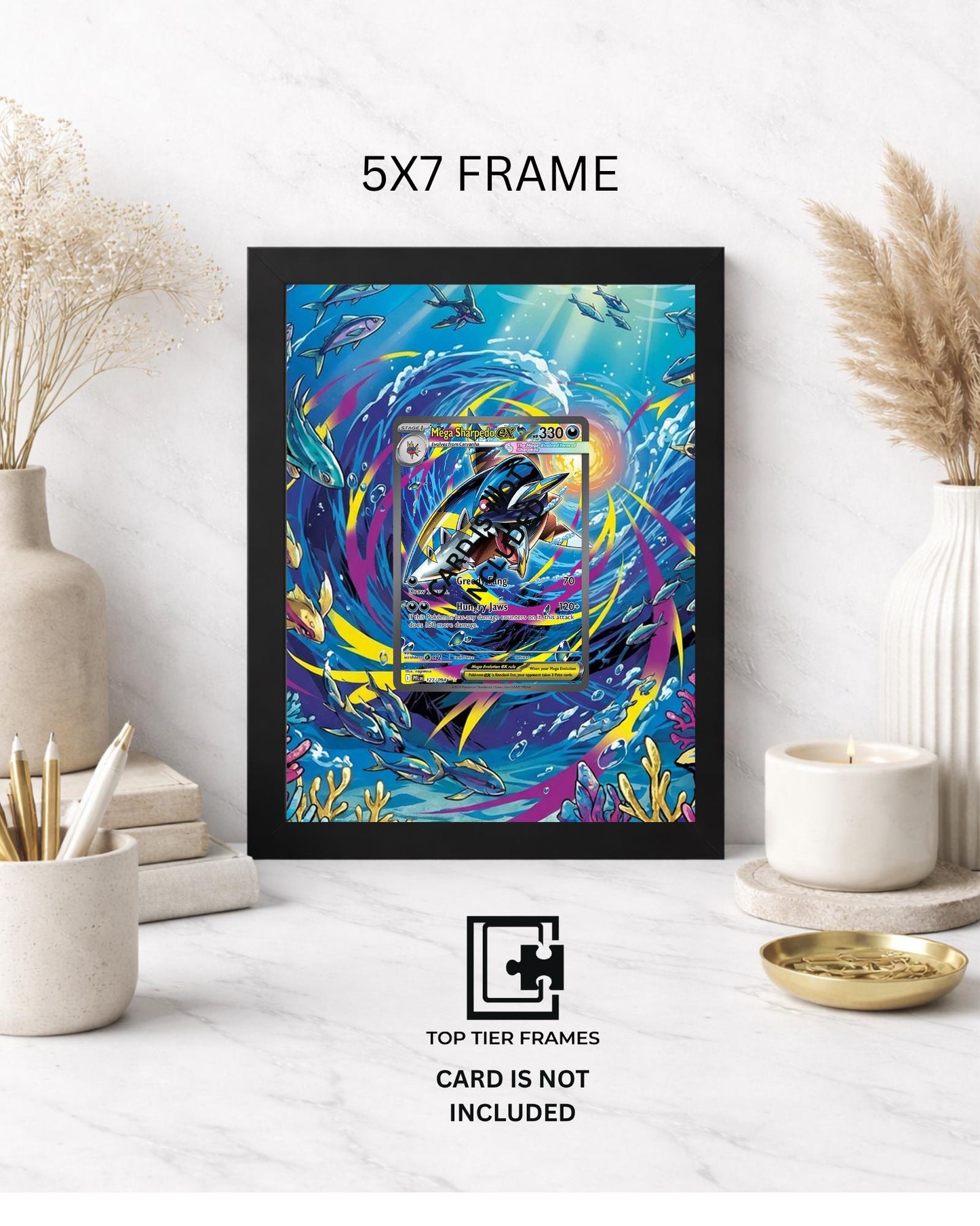 Premium Frame for Mega Sharpedo Ex 127/094 | 8x10 / 5x7 Graded Slab or Raw Card Display | Extended Art Wall Decor