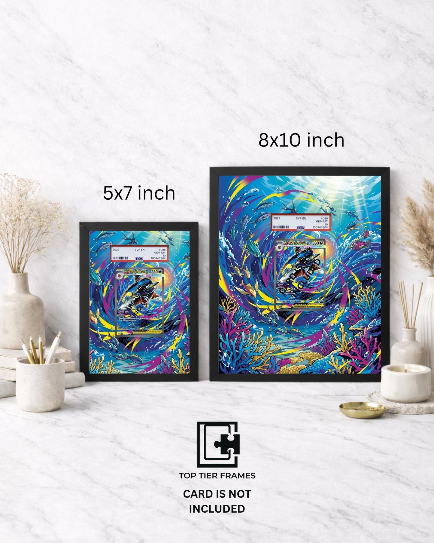 Premium Frame for Mega Sharpedo Ex 127/094 | 8x10 / 5x7 Graded Slab or Raw Card Display | Extended Art Wall Decor