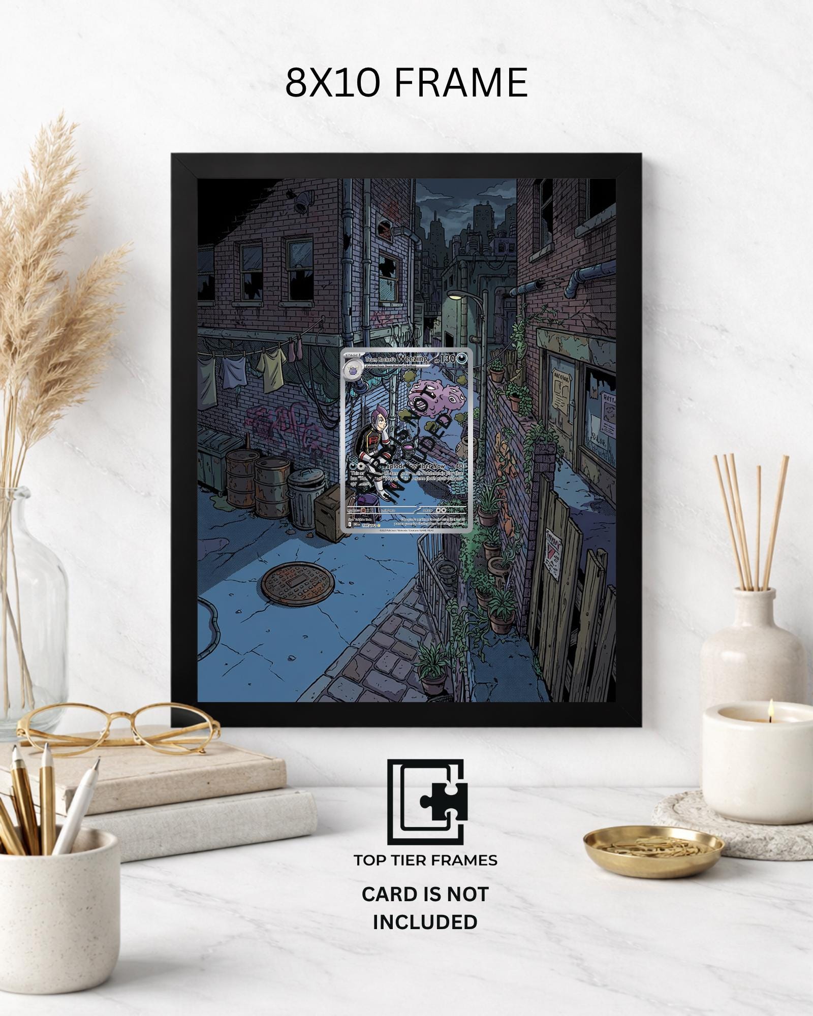 Team Rocket's Weezing 199/182 Pokémon TCG card display frame - extended art wall decor