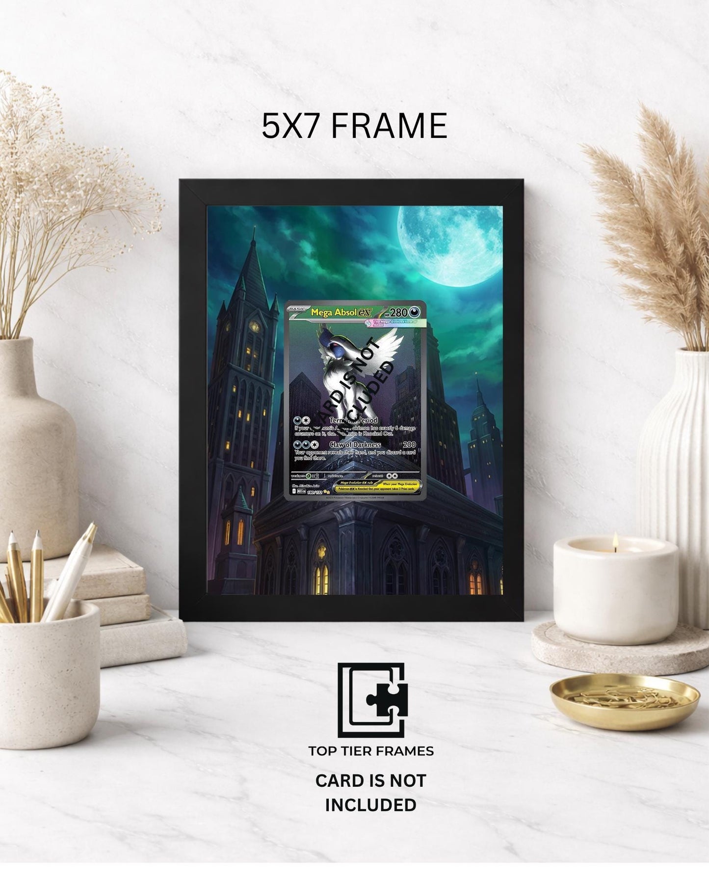 Premium Display Frame for Mega Absol 180/132 | Compatible with Pokemon Mega Evolution | 8x10 & 5x7 Graded Slab or Raw Card Showcase